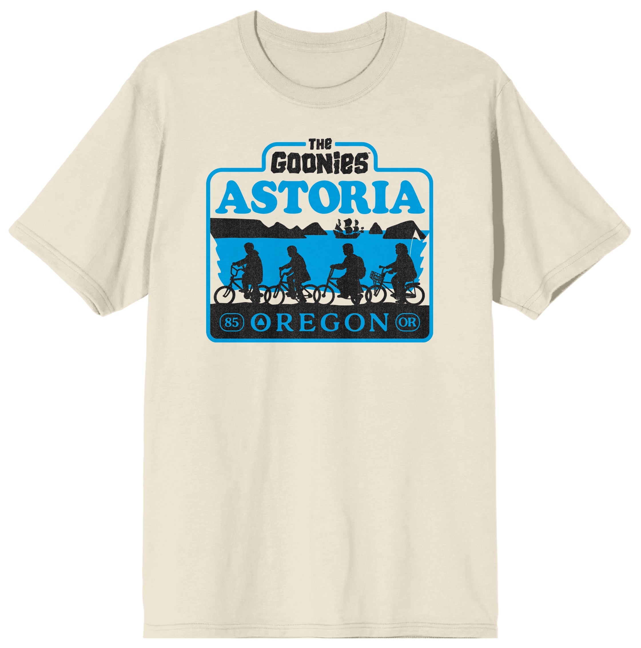The Goonies Astoria Oregon Adult Natural Crew Neck Short Sleeve T-shirt