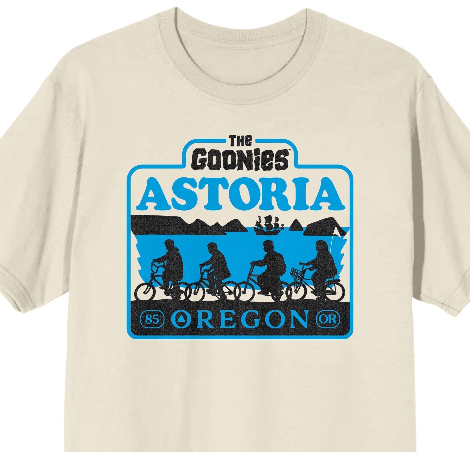 The Goonies Astoria Oregon Adult Natural Crew Neck Short Sleeve T-shirt