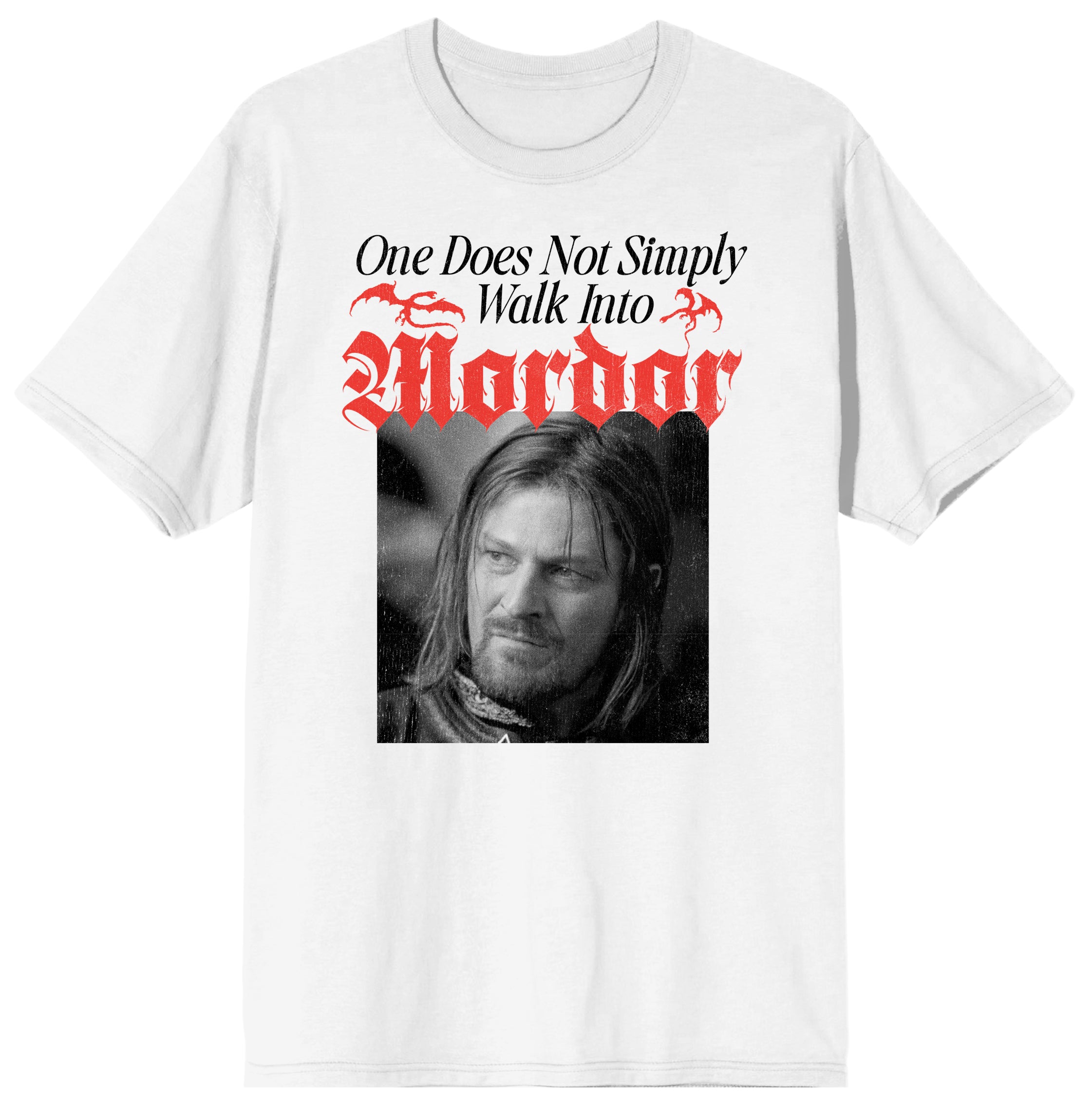 Lord Of The Rings One Does Not Simply Walk Into Mordor Adult White Crew Neck Short Sleeve T-shirt
