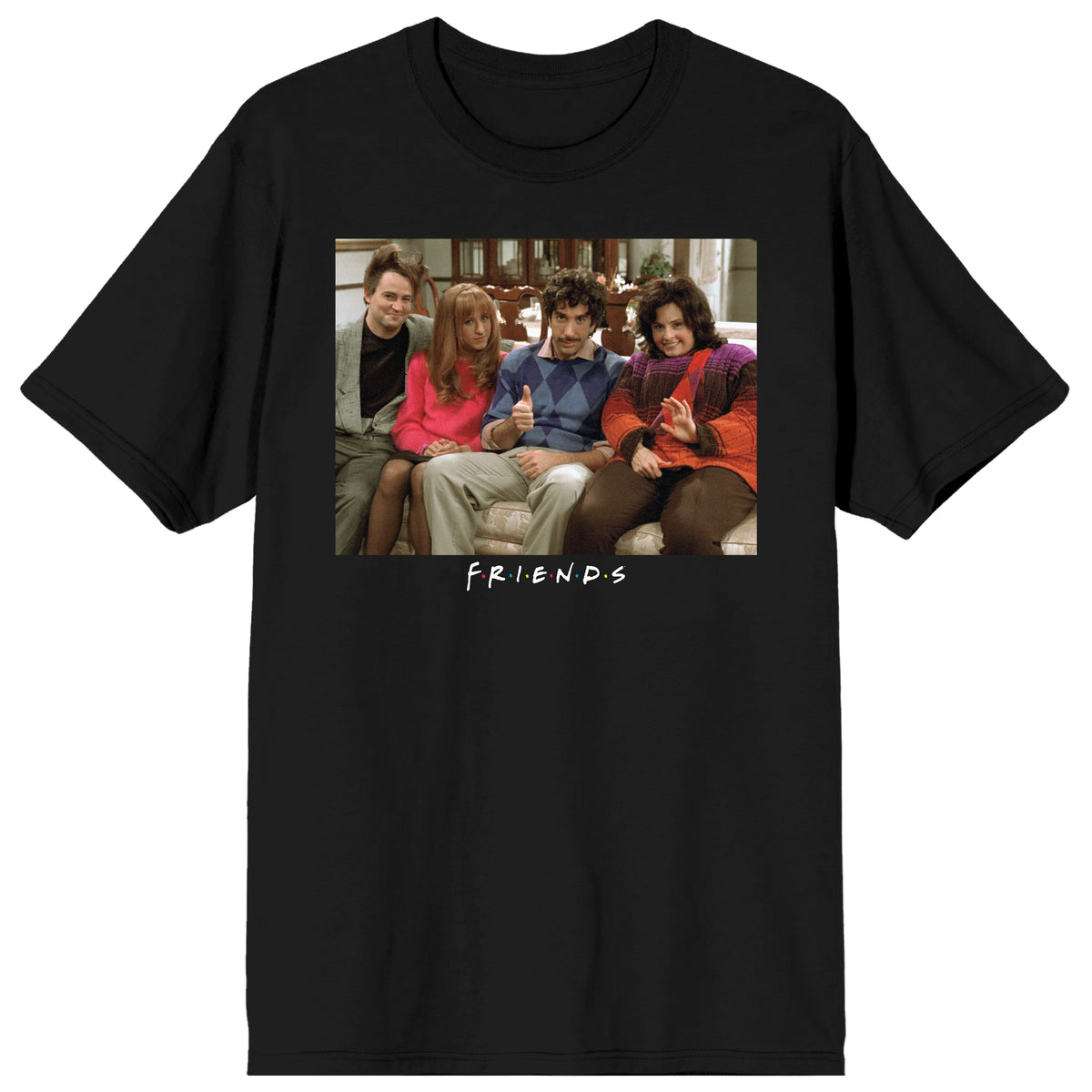 Friends TV Show Men's Classic Cast Photo Short Sleeve Crew Neck Graphic Tee | Officially Licensed