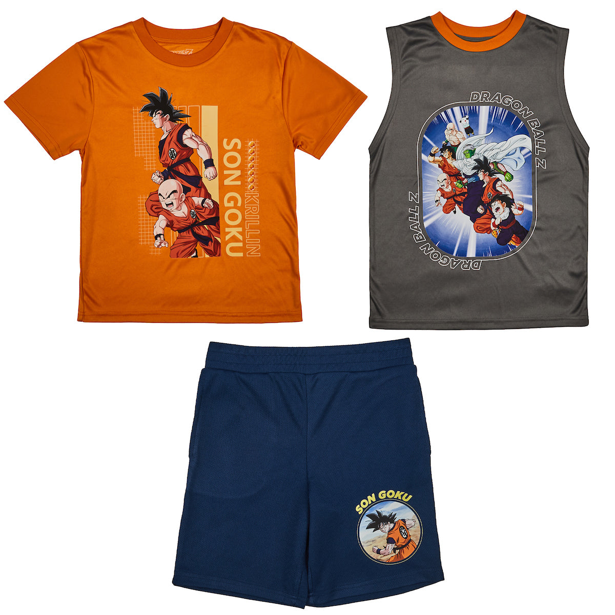 Dragonball Z 3-Pack Boy's Short Sleeve Tee, Muscle Tank, Athletic Shorts Set