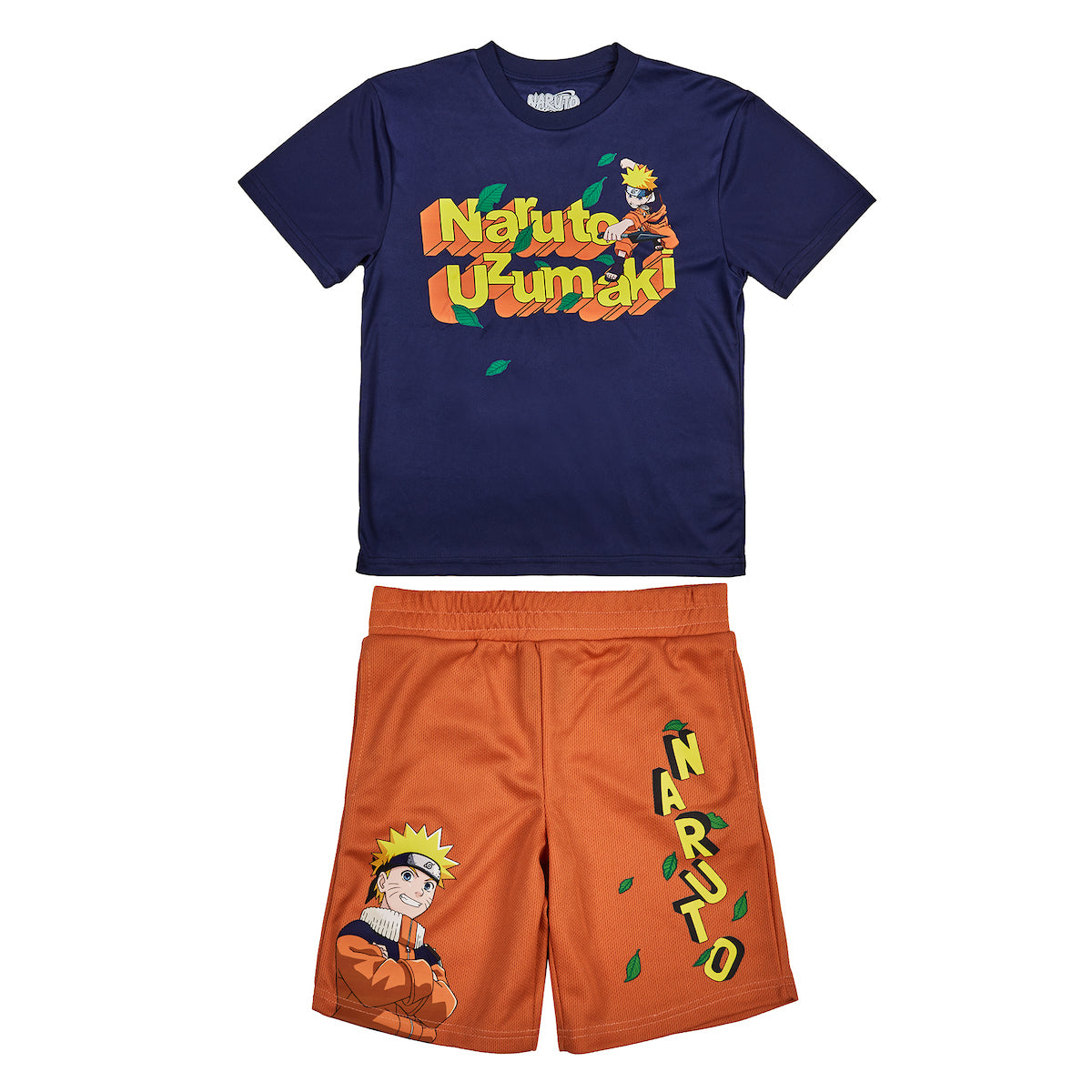 Naruto 3-Pack Boy's Blue Short Sleeve Tee, Black Muscle Tank, Orange Athletic Shorts Set
