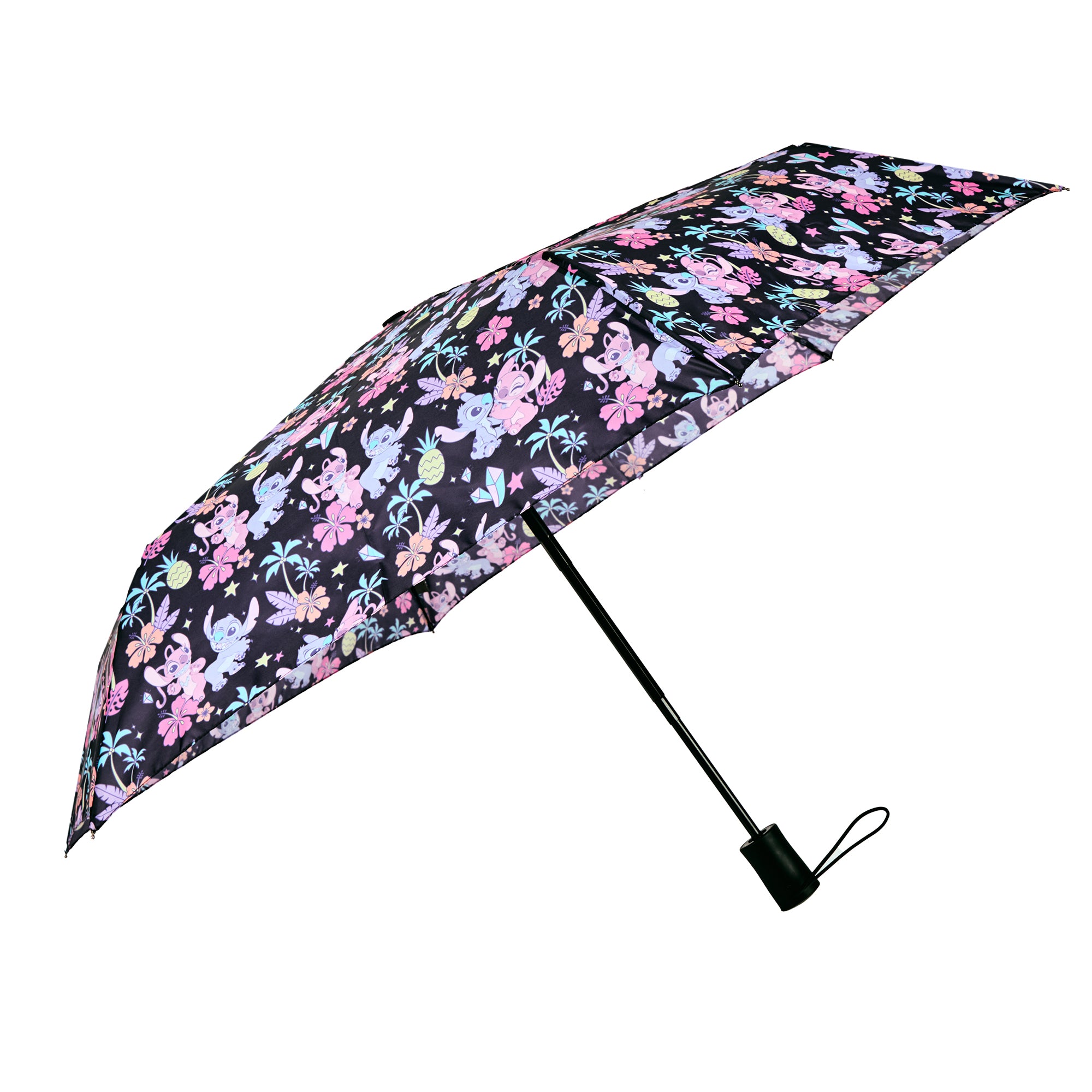 Disney Stitch & Angel Tropical Plants All-Over Print 11" Black Umbrella