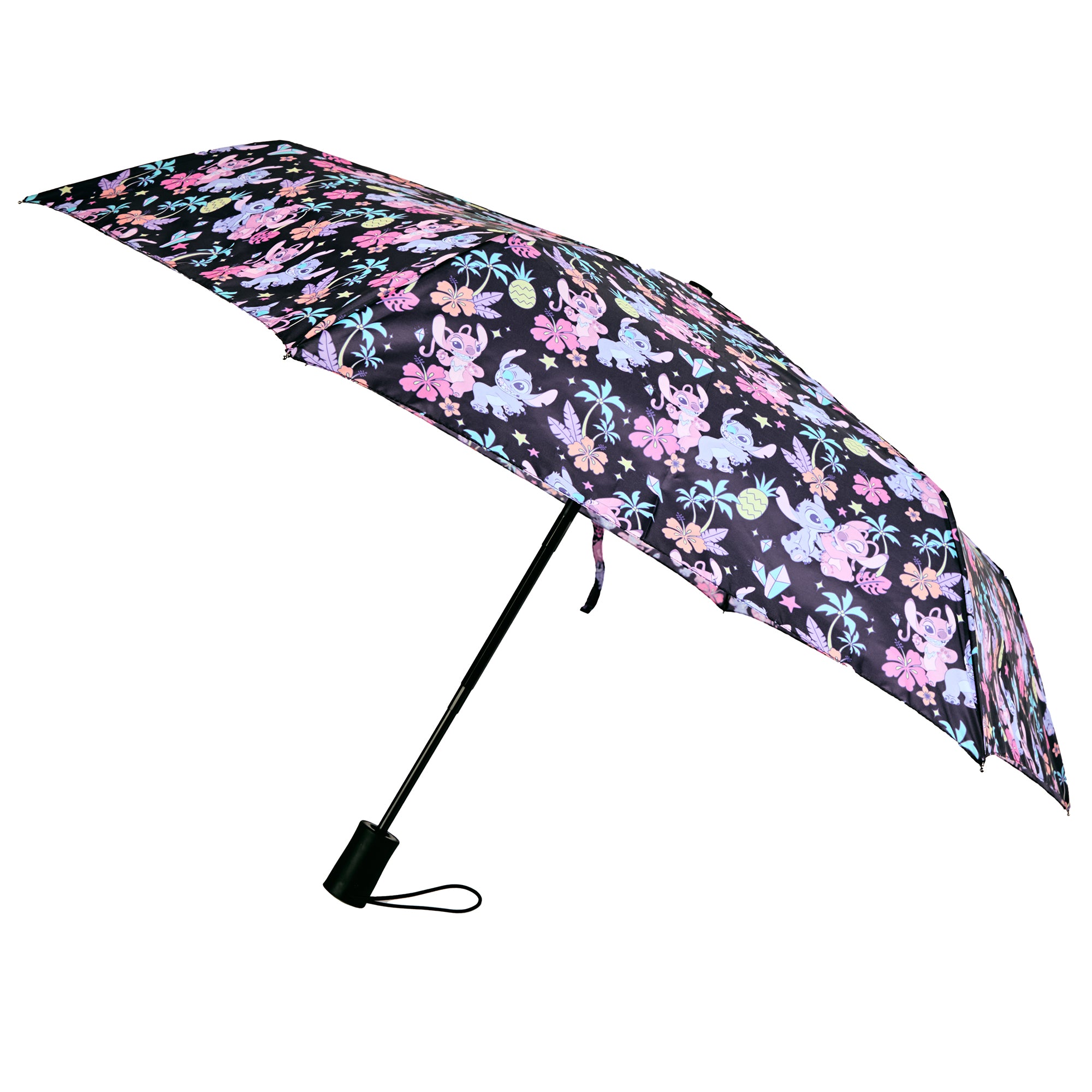 Disney Stitch & Angel Tropical Plants All-Over Print 11" Black Umbrella