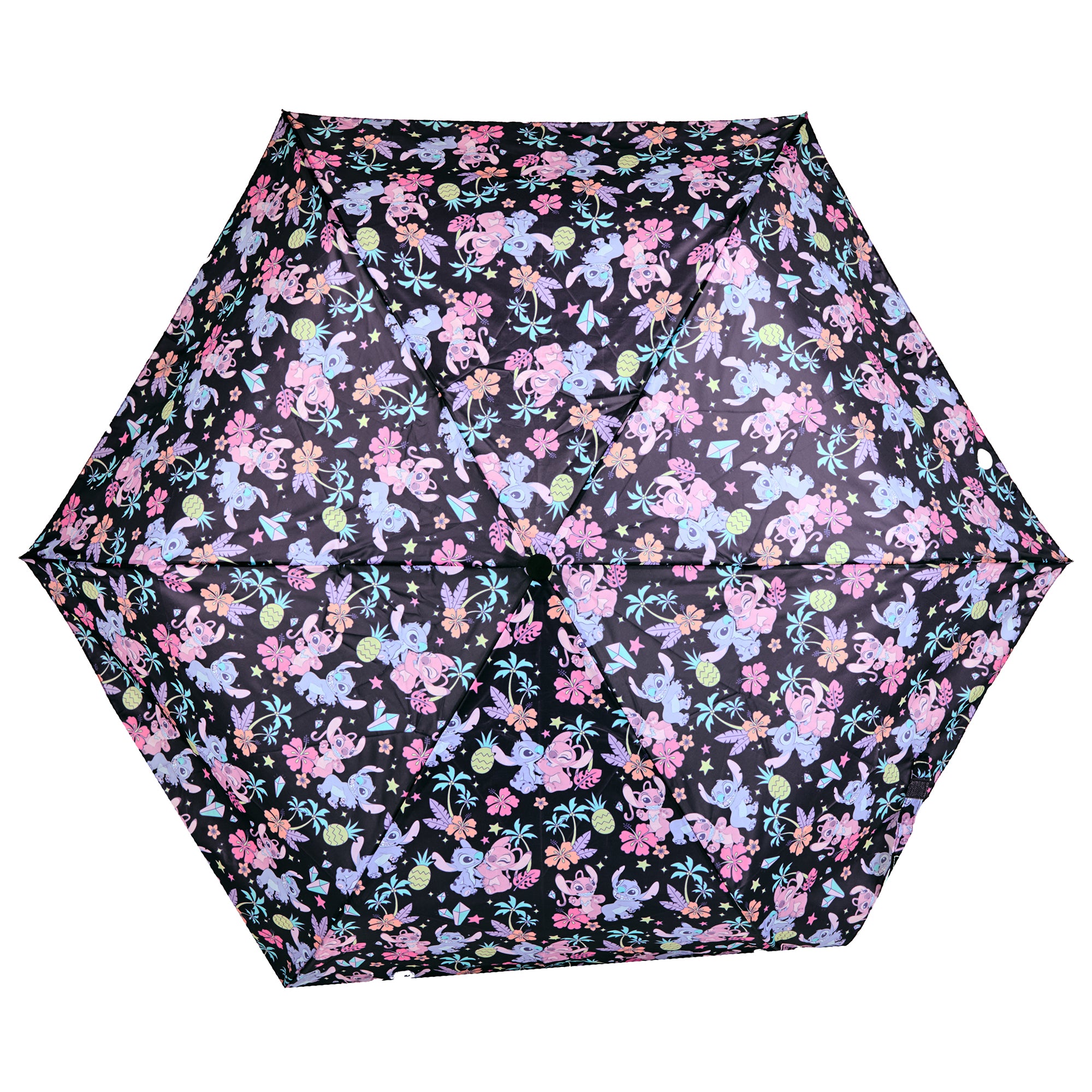 Disney Stitch & Angel Tropical Plants All-Over Print 11" Black Umbrella