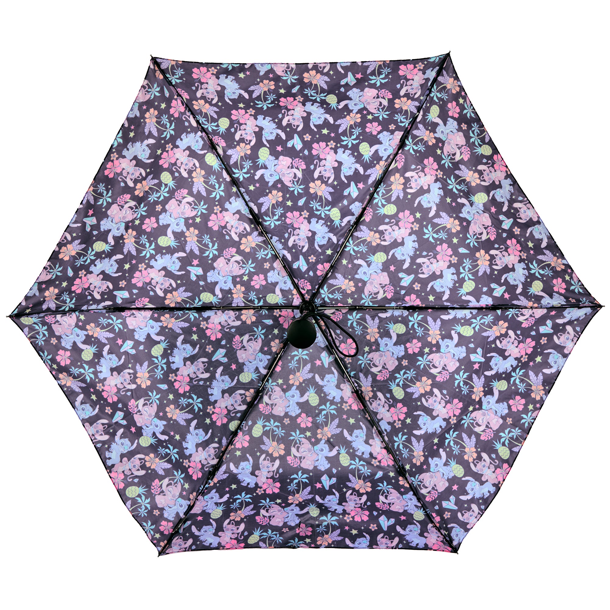 Disney Stitch & Angel Tropical Plants All-Over Print 11" Black Umbrella