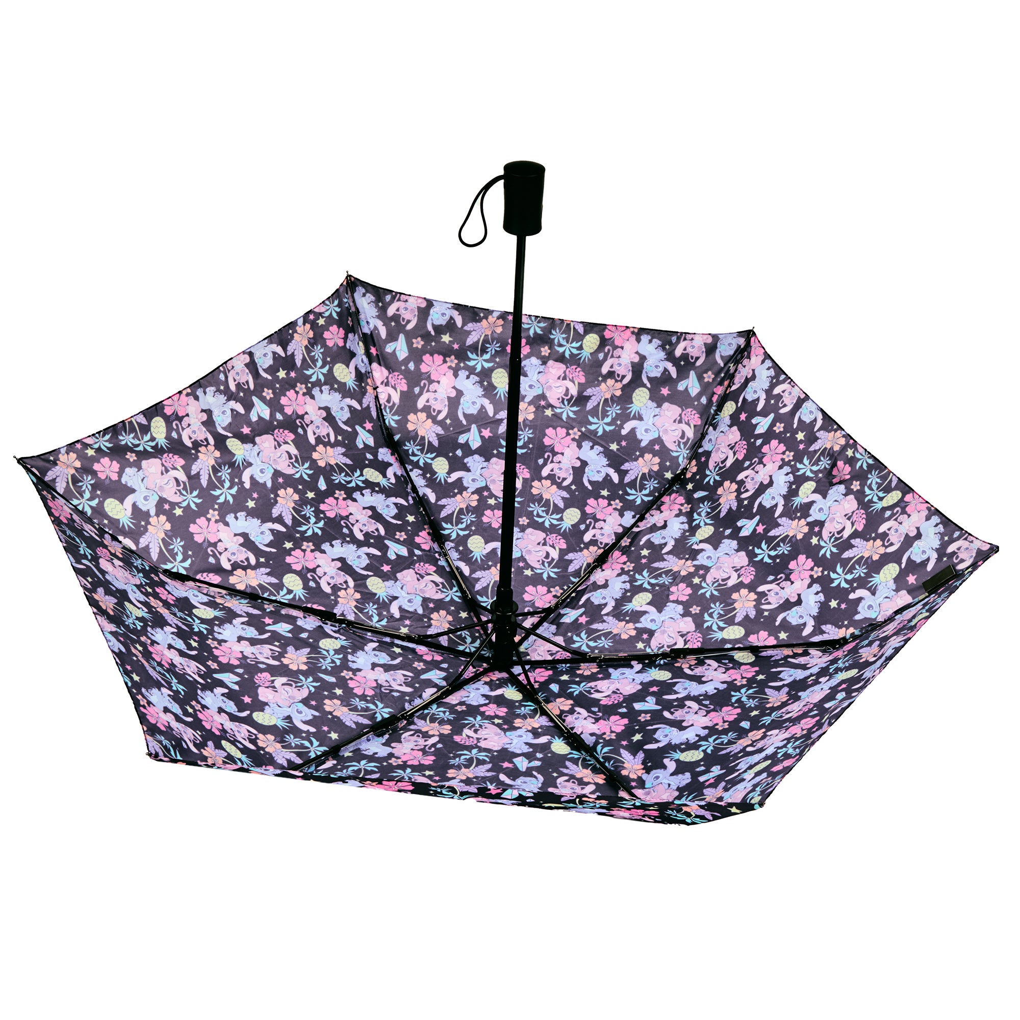 Disney Stitch & Angel Tropical Plants All-Over Print 11" Black Umbrella