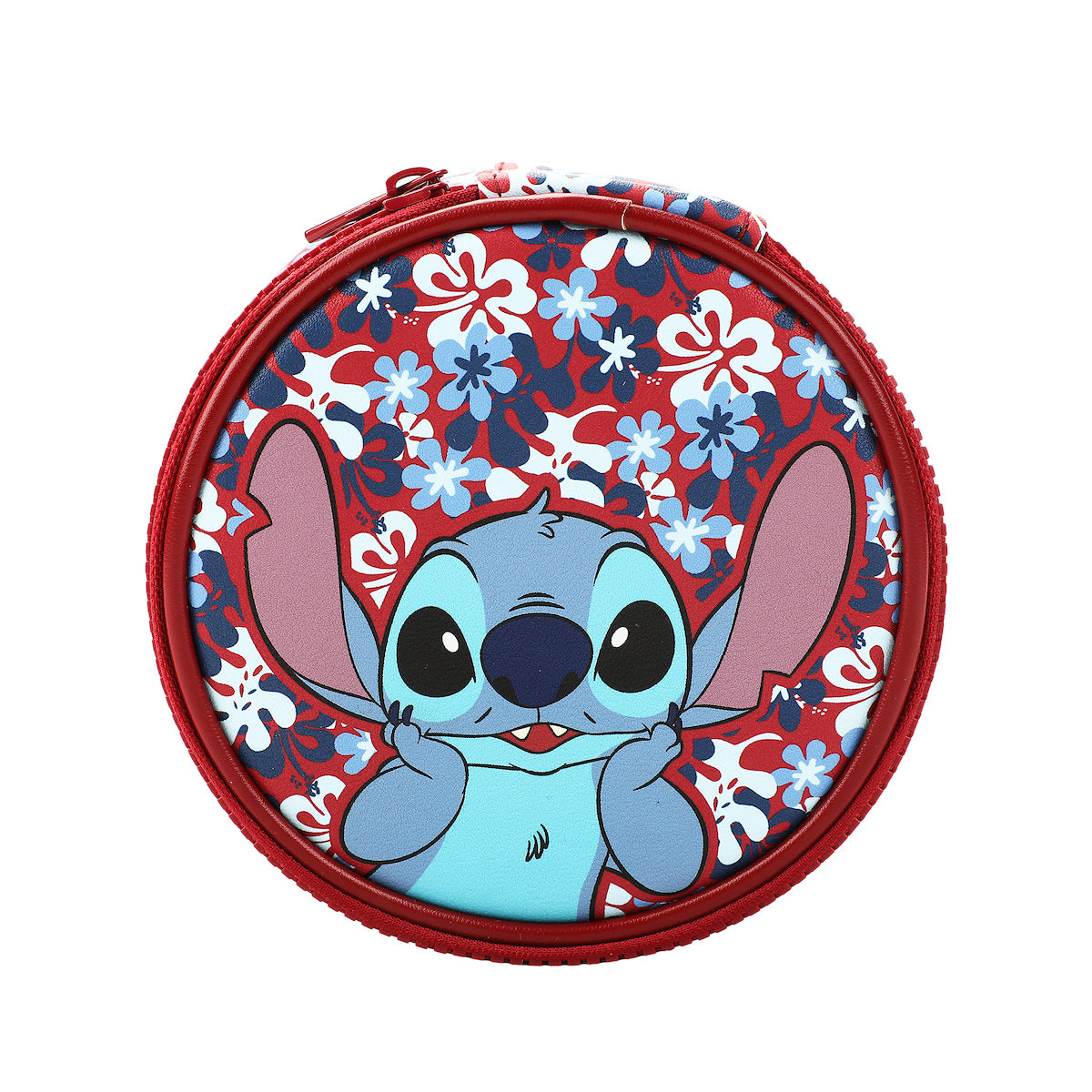 Disney Stitch Hibiscus Print Round Blue 5" Travel Box Organizer