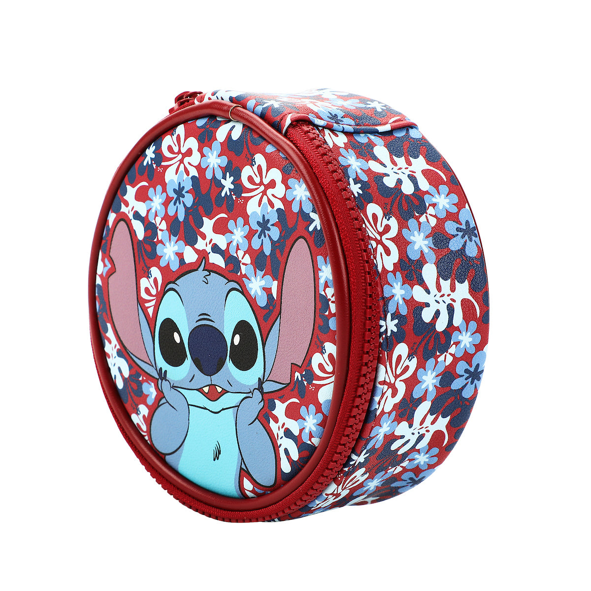 Disney Stitch Hibiscus Print Round Blue 5" Travel Box Organizer