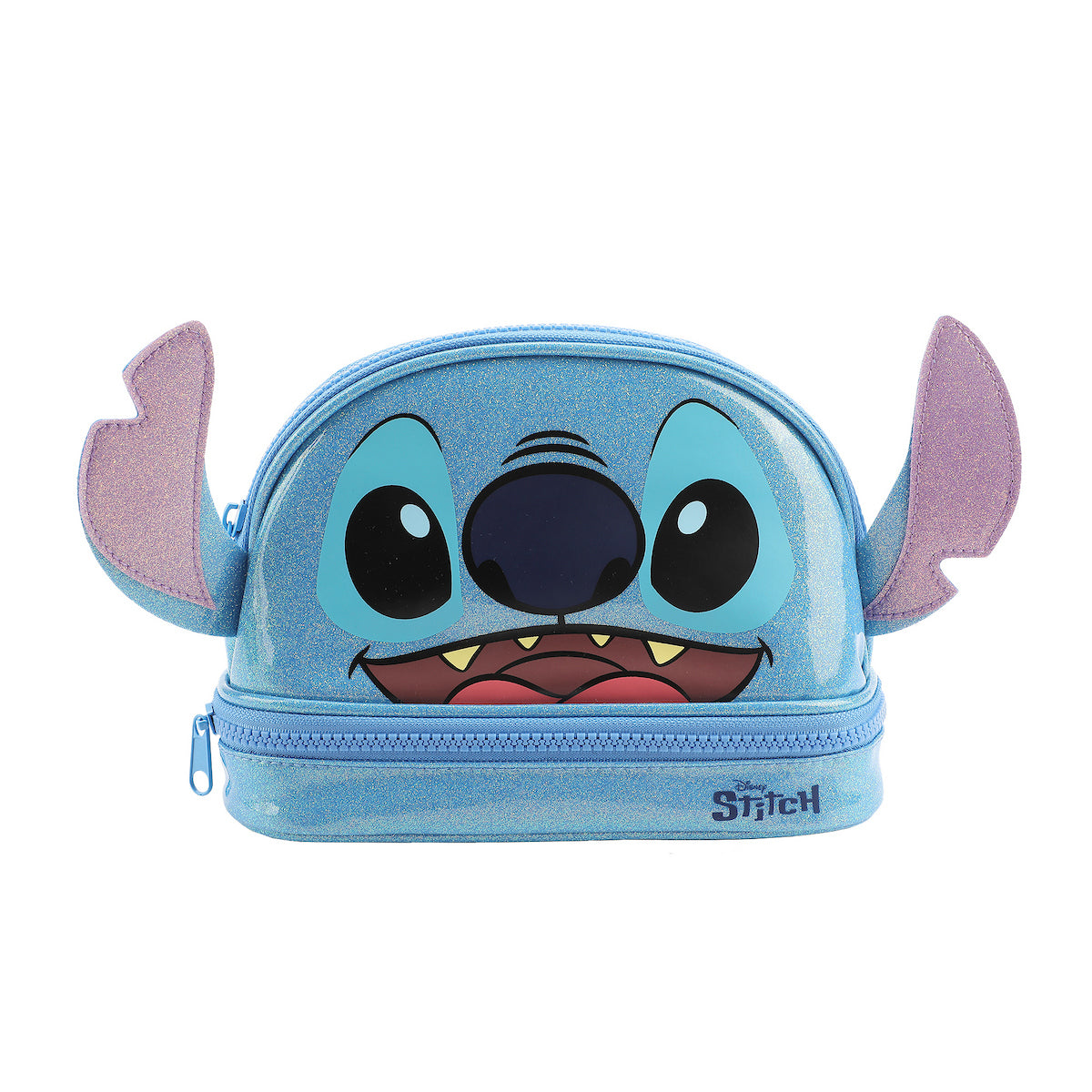 Lilo & Stitch Stitch Head Blue Glitter 6" Cosmetic Pouch