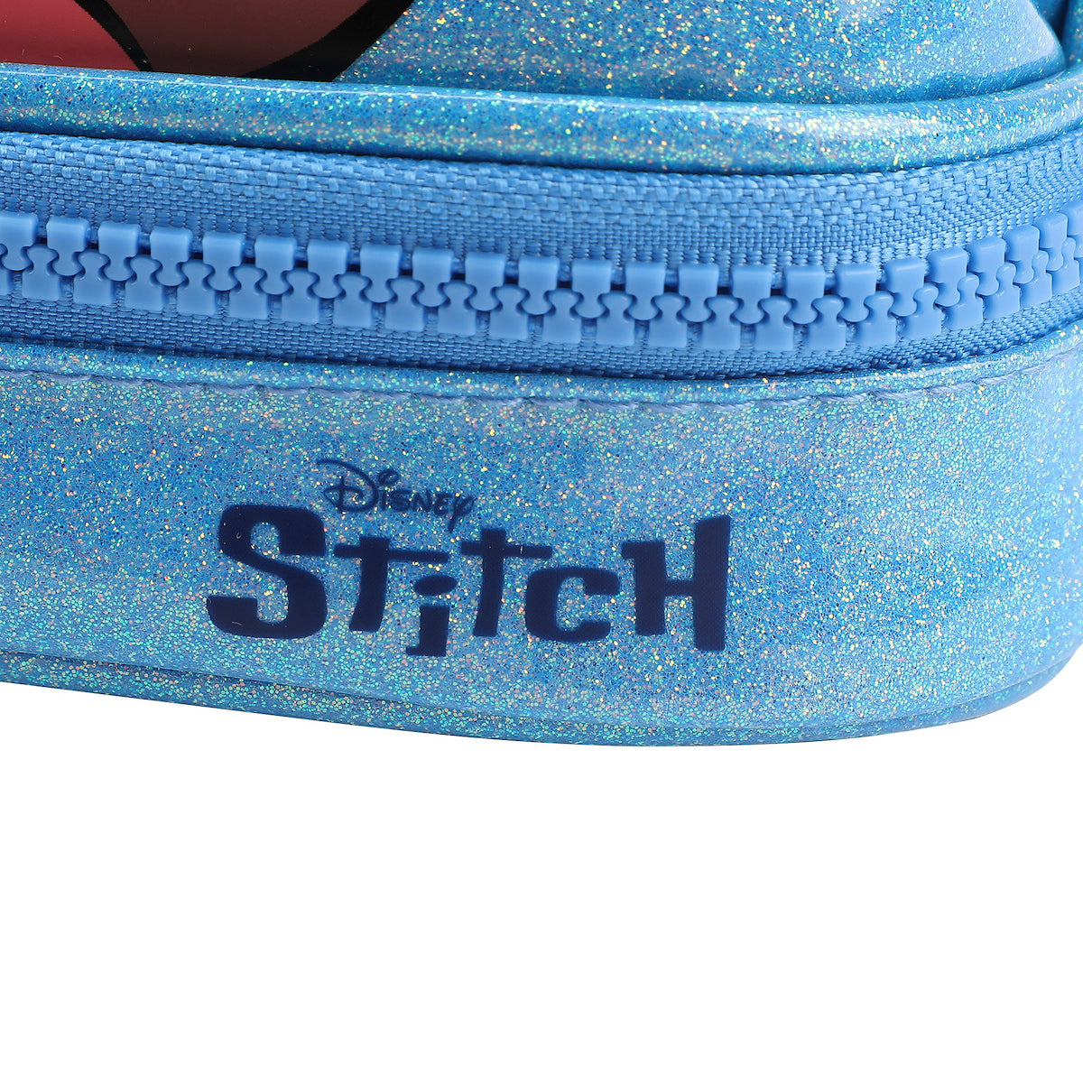 Lilo & Stitch Stitch Head Blue Glitter 6" Cosmetic Pouch