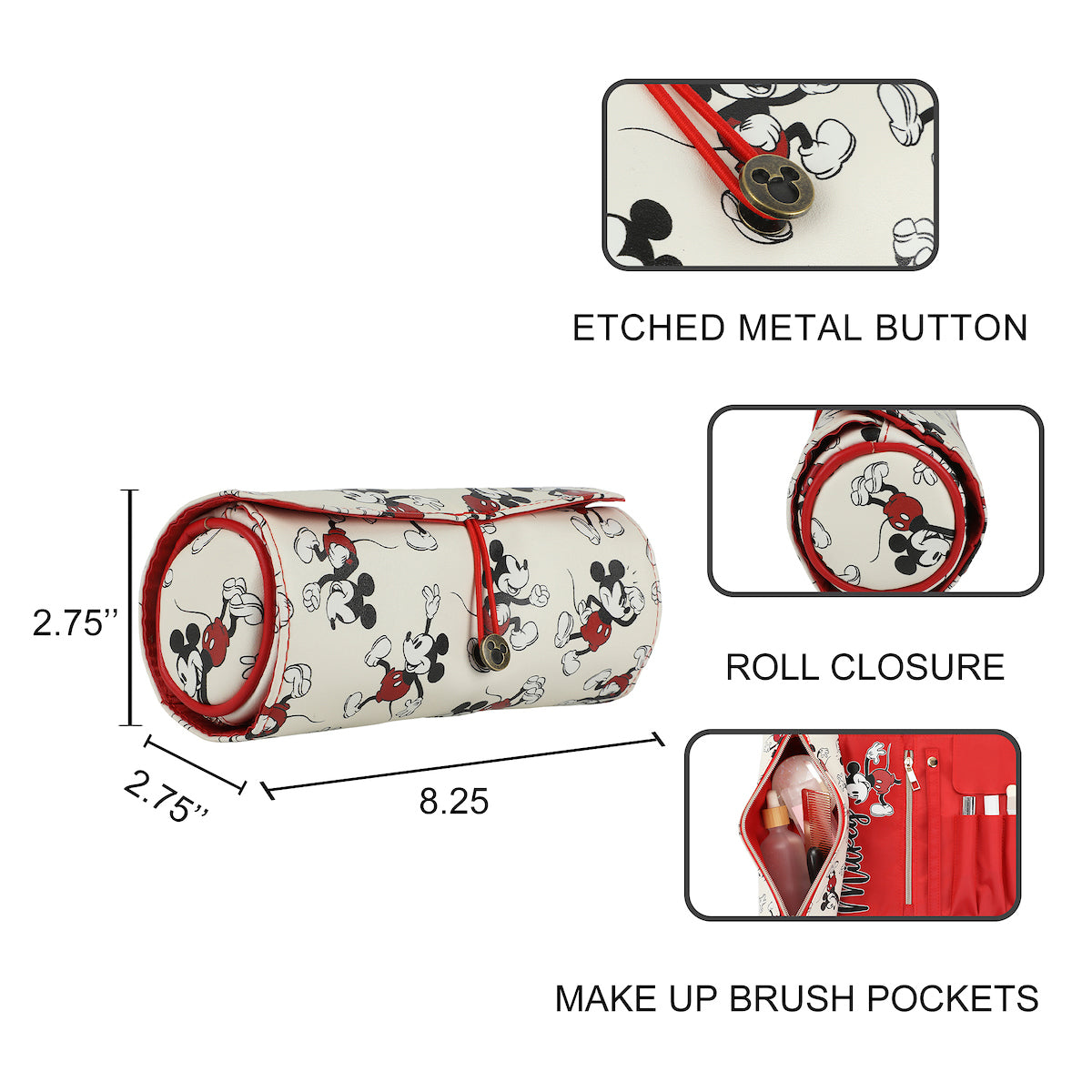 Disney Mickey Mouse Roll-Top Hanging Toiletry Makeup Bag