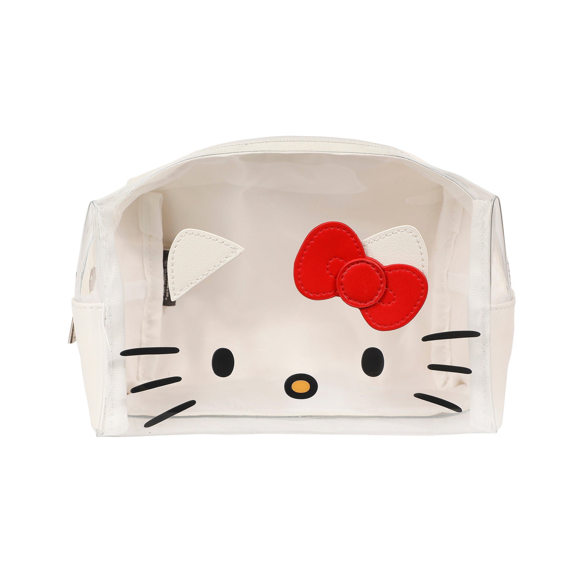 Sanrio Hello Kitty Face Cosmetic Bag with 3D Bow and Zipper Closure