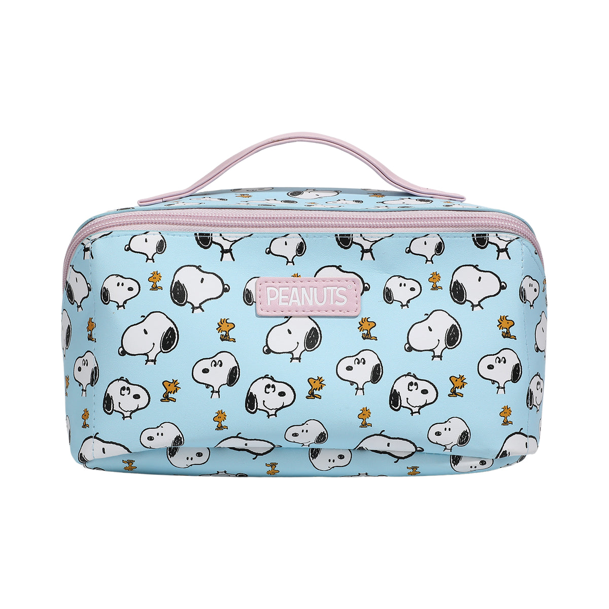 Peanuts Snoopy Woodstock Sky Blue PU Cosmetic Bag for Women