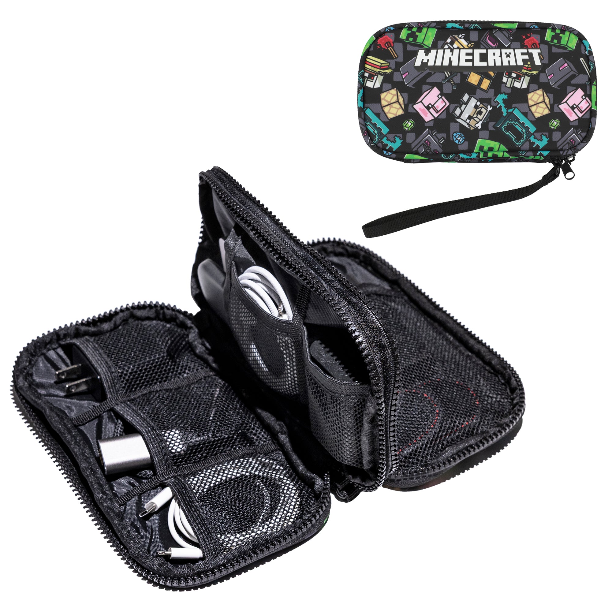 Minecraft Creatures 4" Black Tech Cable Organizer Travel Case