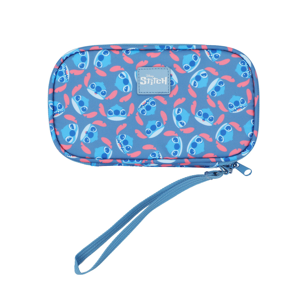 Disney Stitch Repeat Character Heads 4" Blue Tech Cable Organizer Travel Case