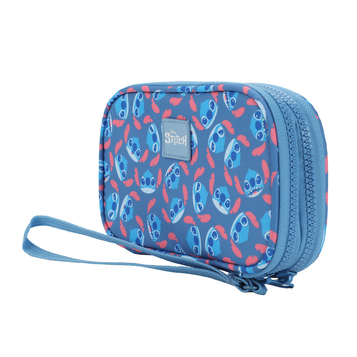 Disney Stitch Repeat Character Heads 4" Blue Tech Cable Organizer Travel Case
