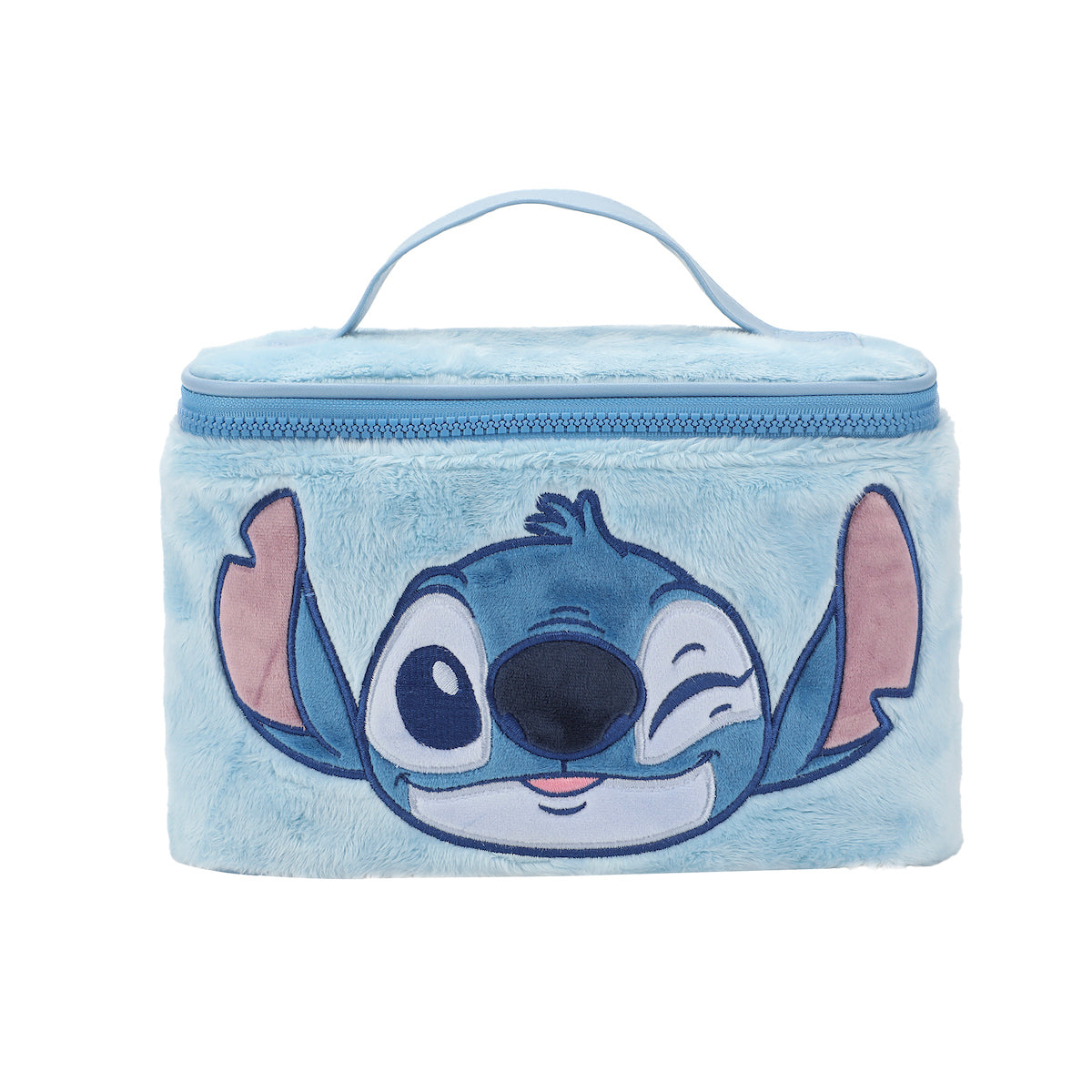 Disney Stitch Embroidered Face Blue 6" Beauty Case