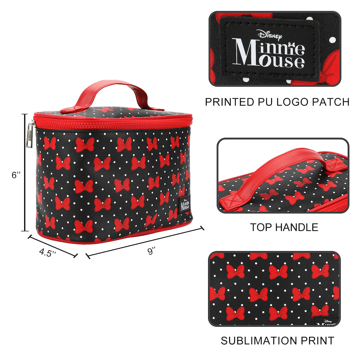 Disney Minnie Mouse Bows & Polka Dots Black 6" Beauty Case