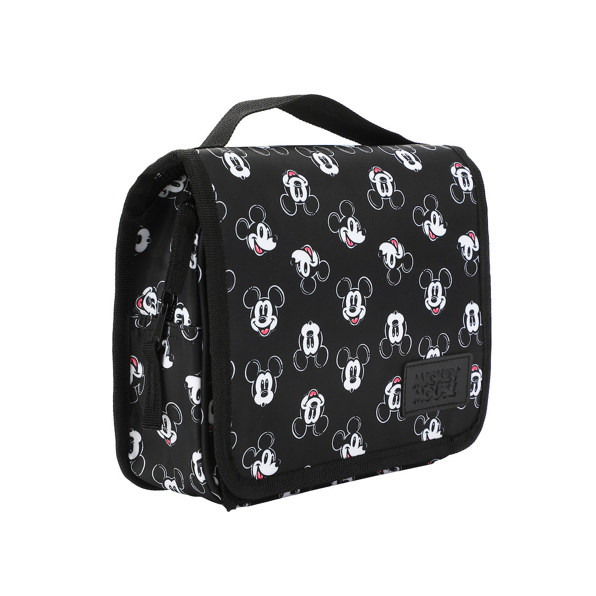 Disney Mickey Mouse Heads 6.5" Black Folding Hanging Toiletry Travel Bag