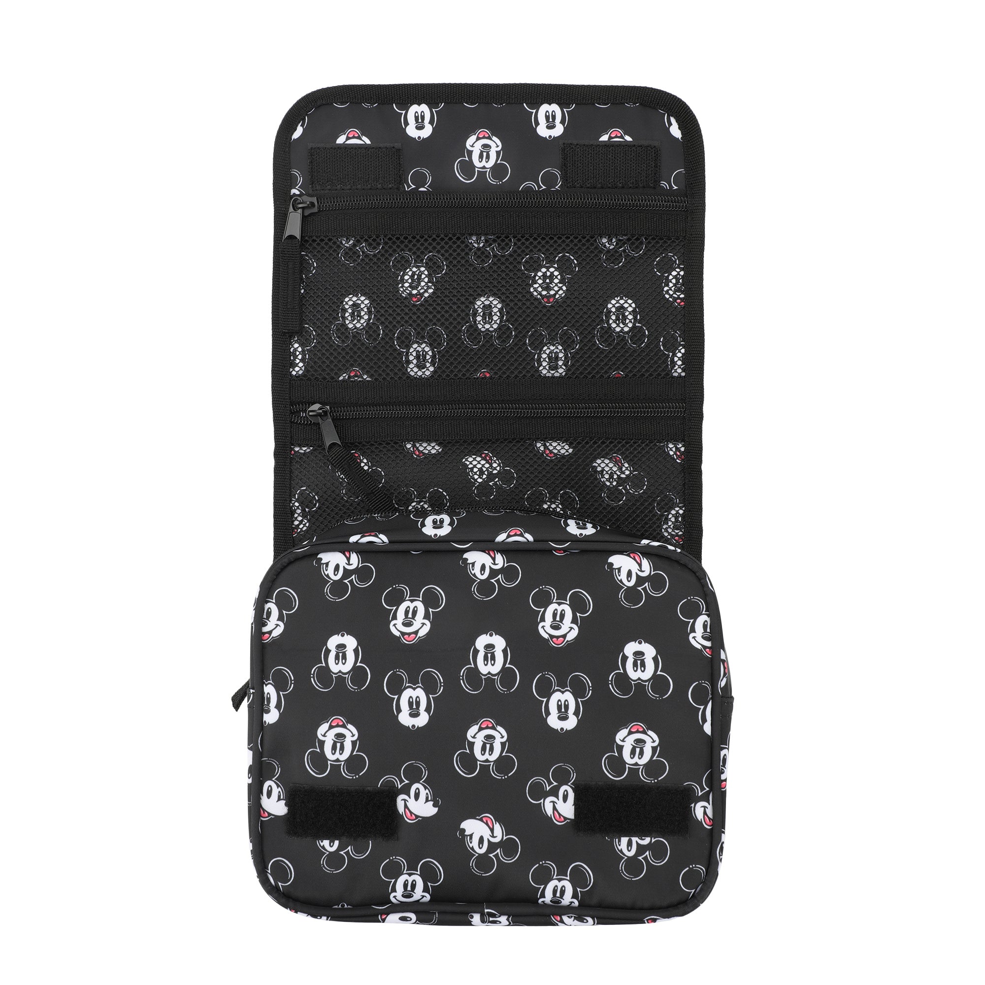 Disney Mickey Mouse Heads 6.5" Black Folding Hanging Toiletry Travel Bag