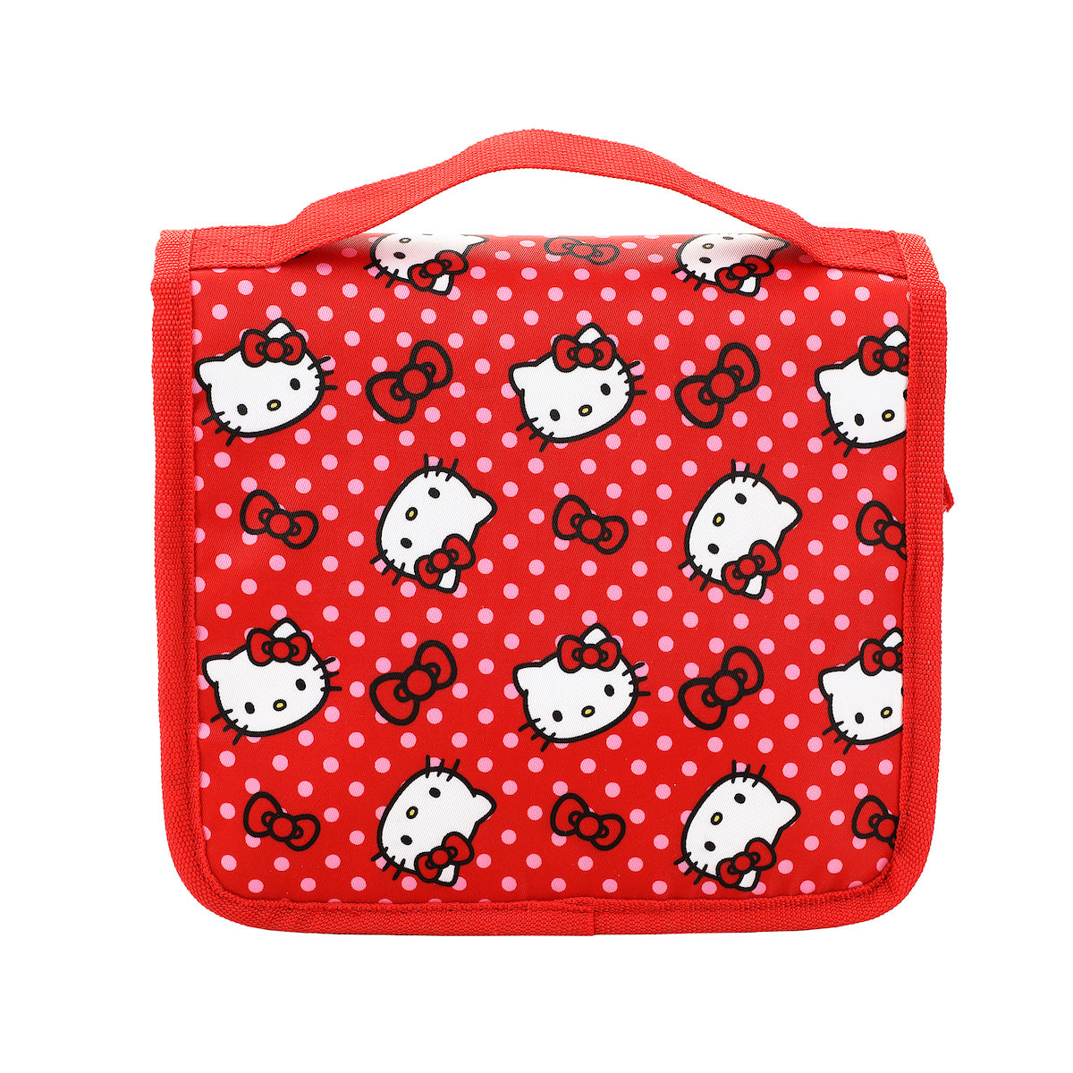 Hello Kitty Character Face & Bows Red 8.2" Folding Hanging Toiletry Kit