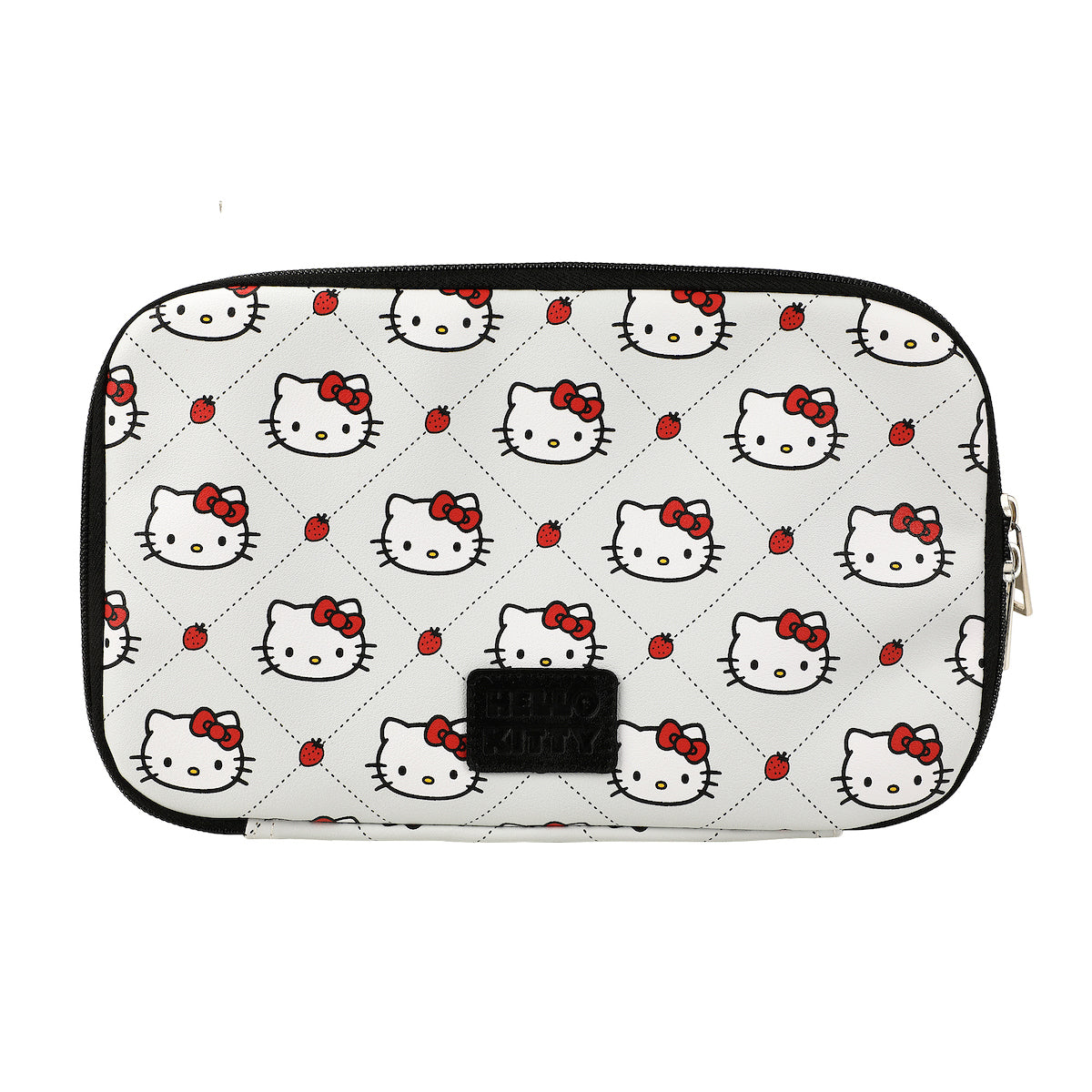 Hello Kitty Character Face Diamond Pattern Light Gray 9.8" Zip-Around Travel Organizer