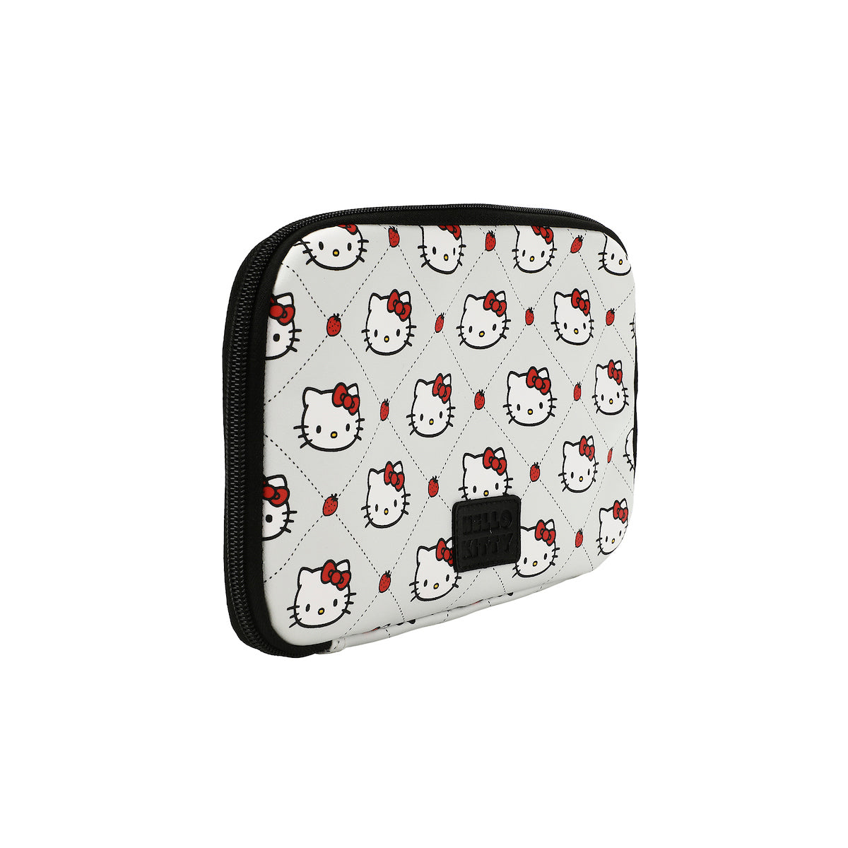 Hello Kitty Character Face Diamond Pattern Light Gray 9.8" Zip-Around Travel Organizer