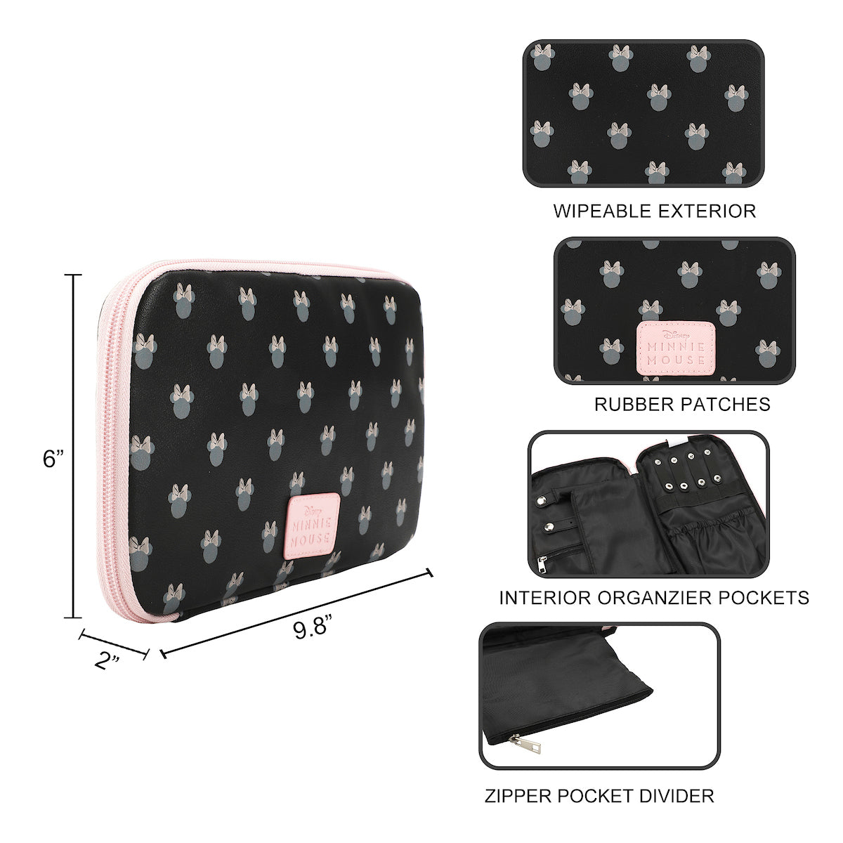 Disney Minnie Mouse Ears Black 9.8" Tech Cable Organizer Travel Case