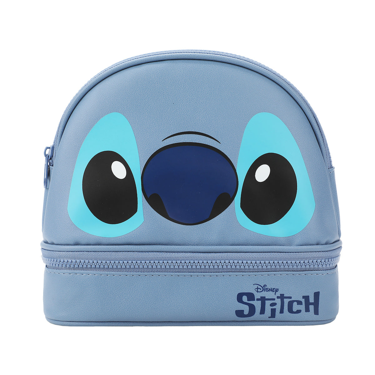 Disney Stitch Big Face Blue Zippered Dome Cosmetic Case