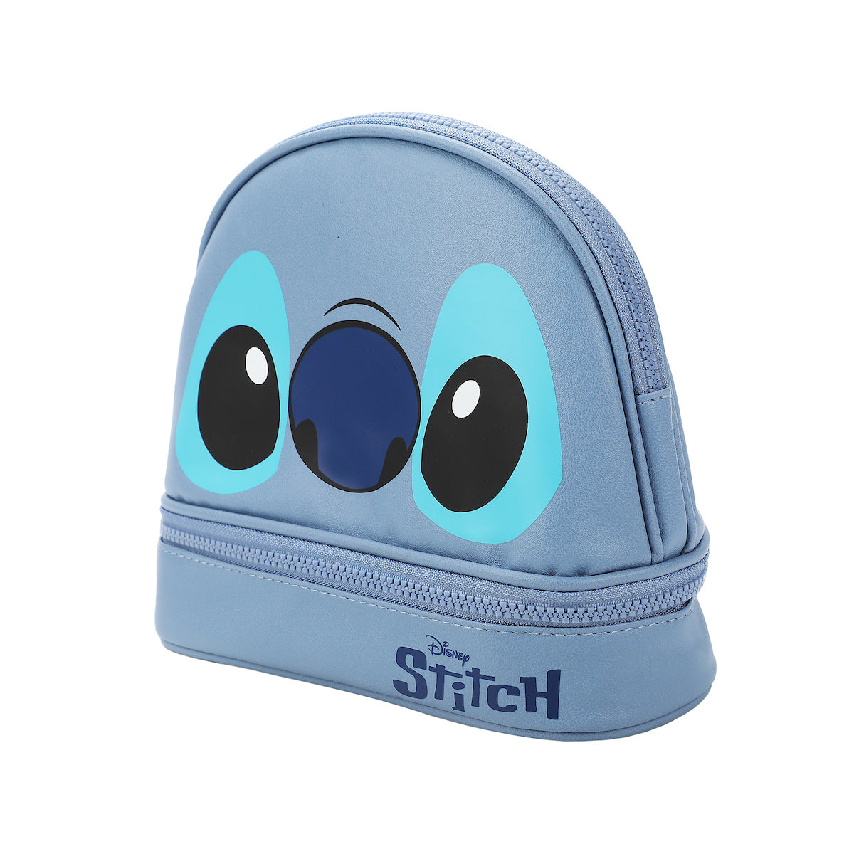 Disney Stitch Big Face Blue Zippered Dome Cosmetic Case