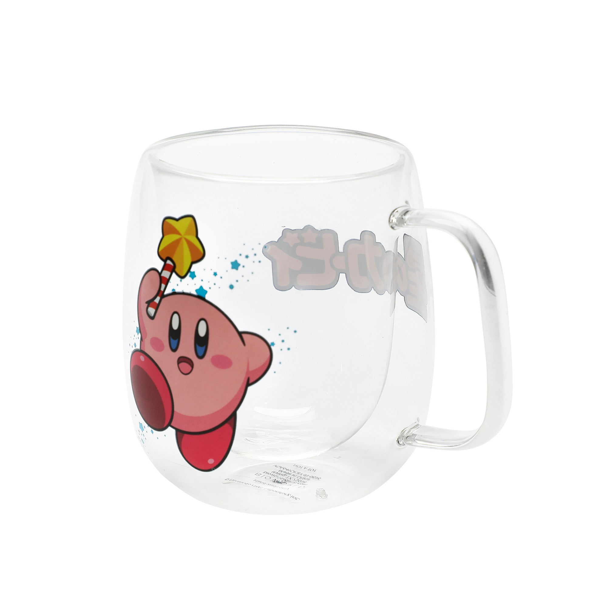 Kirby Character Print 12 oz Double Wall Glass Mug for Adult Fans & Collectors