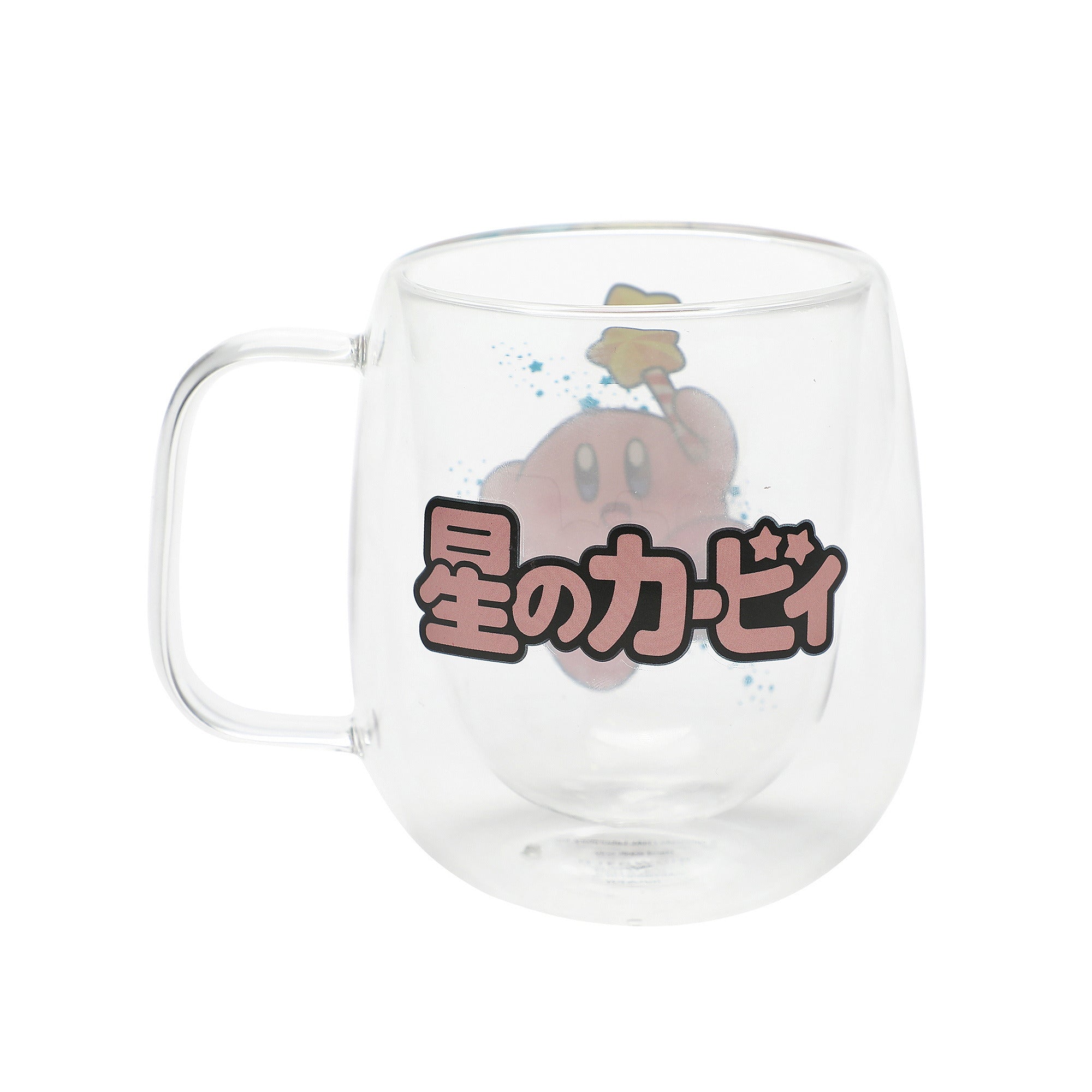 Kirby Character Print 12 oz Double Wall Glass Mug for Adult Fans & Collectors