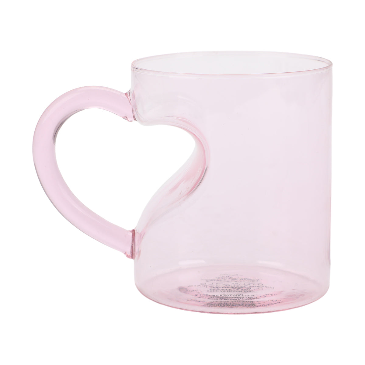 Heart Transparent Pink Glass Mug