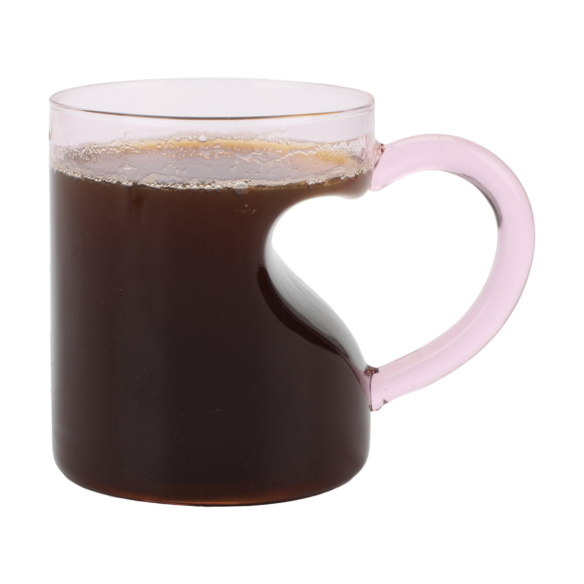 Heart Transparent Pink Glass Mug