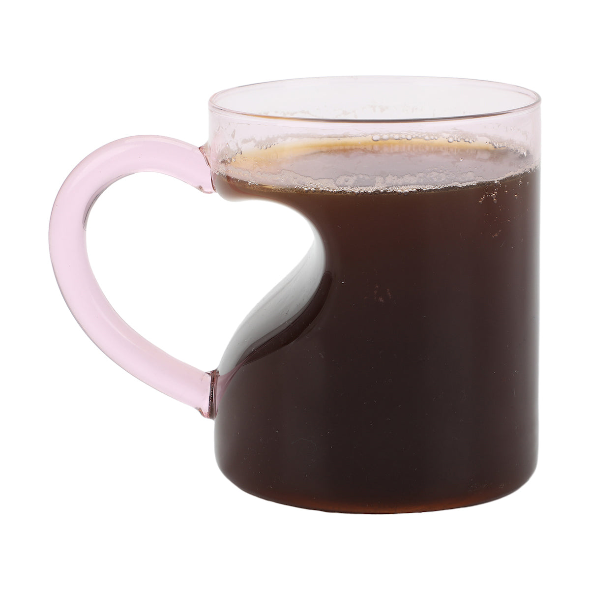 Heart Transparent Pink Glass Mug