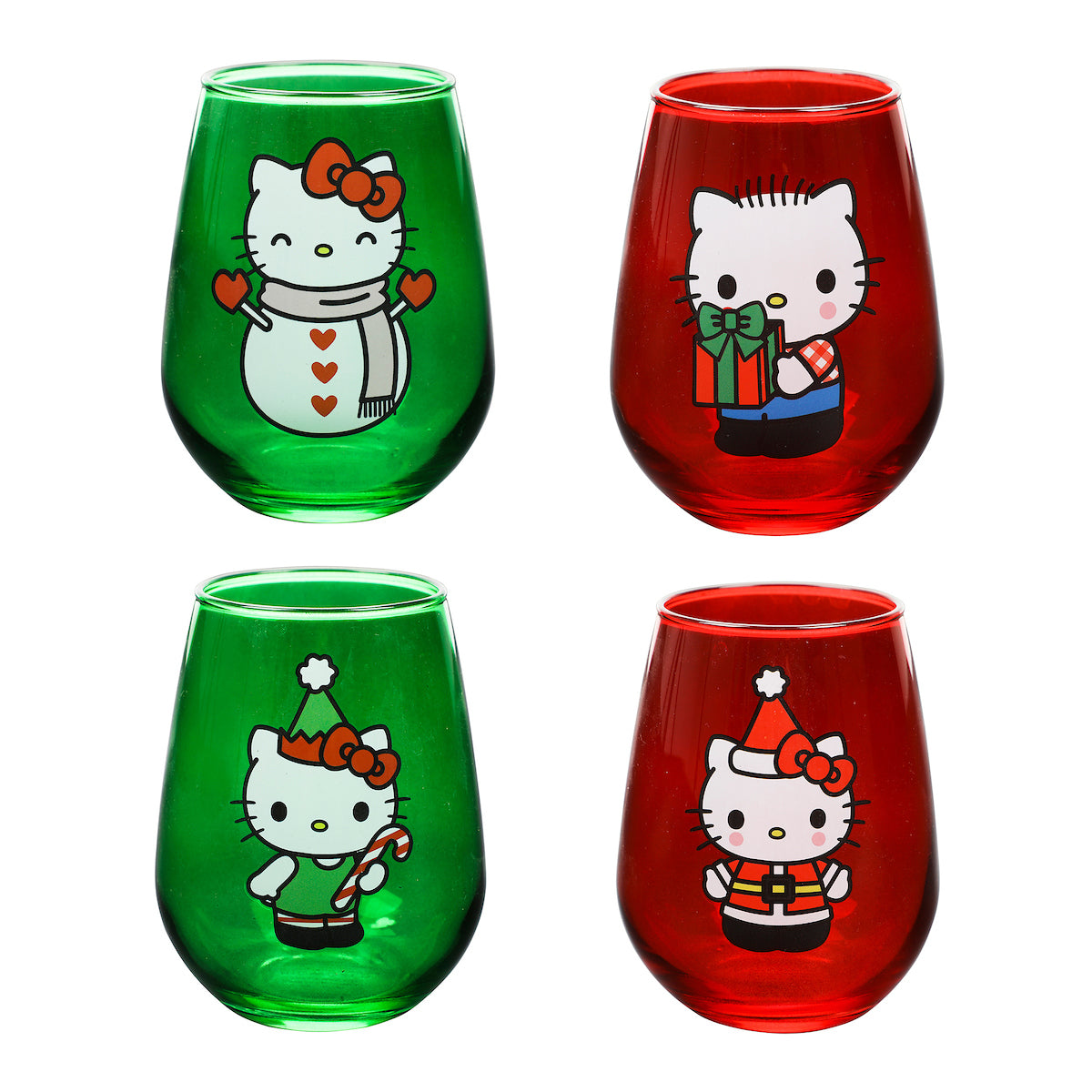 Hello Kitty Holiday Costumes 4-Piece 18 Oz Contour Glasses Set