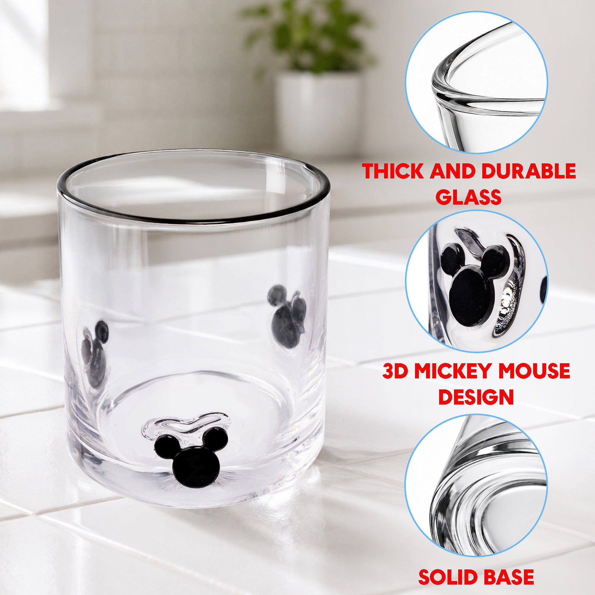 Mickey Mouse Classic Charm Glass for Everyday Use 10 Oz