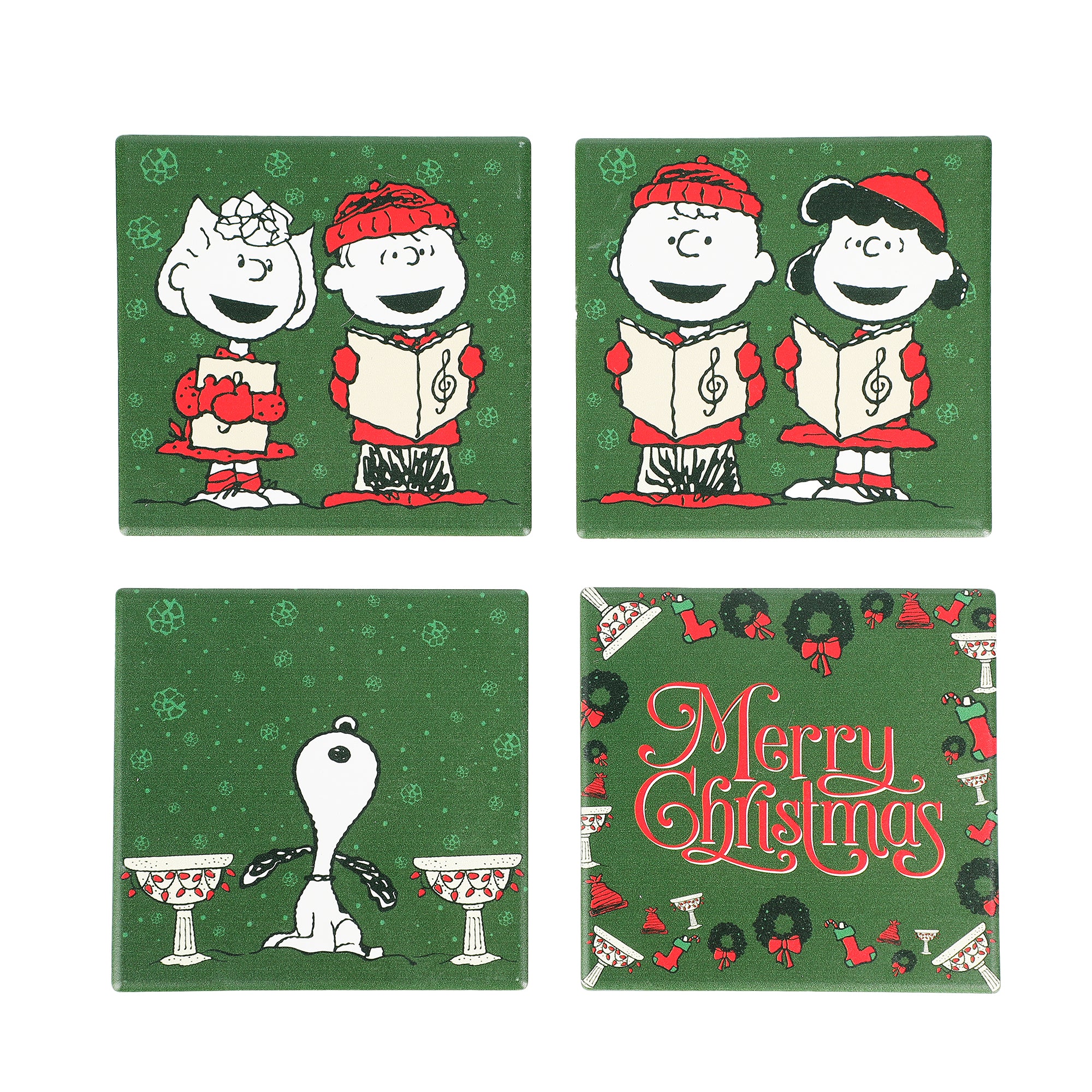 Peanuts Christmas Carolers 4-Pack Ceramic Coaster Set