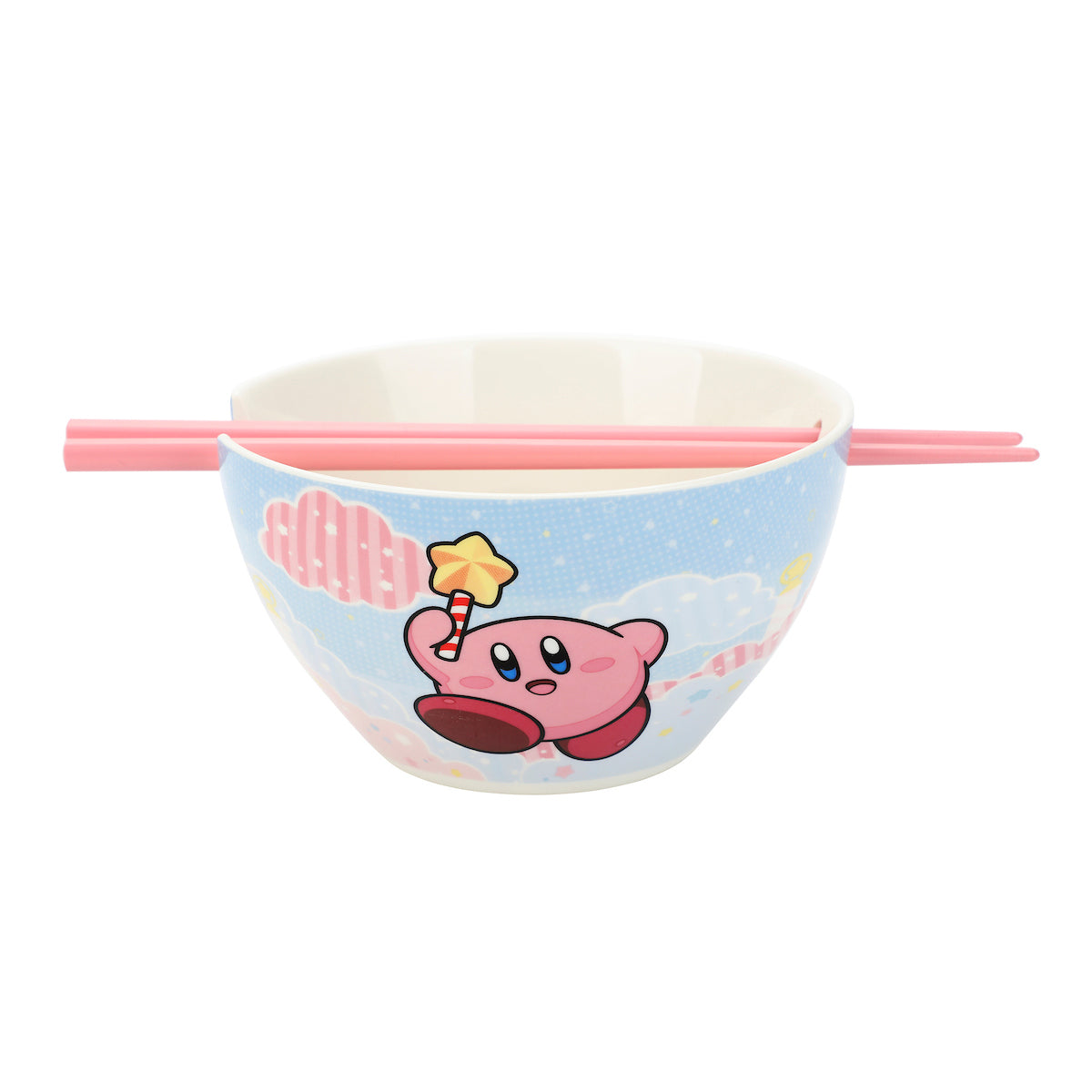 Kirby Star Wand Ceramic Ramen Bowl With Plastic Chopsticks