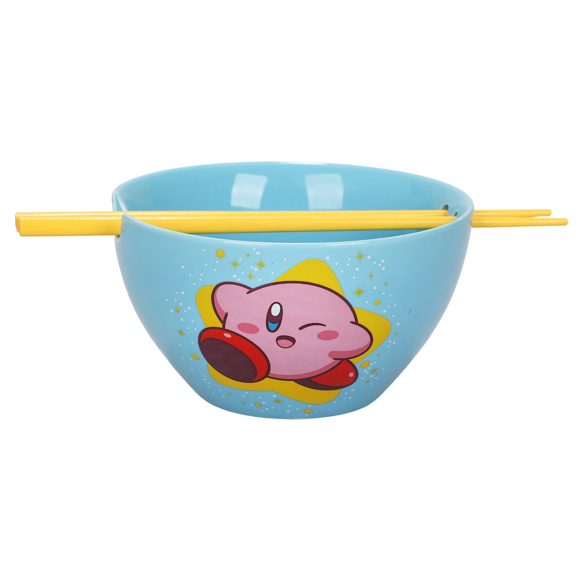 Kirby Blue Ramen Bowl with Logo and Chopsticks