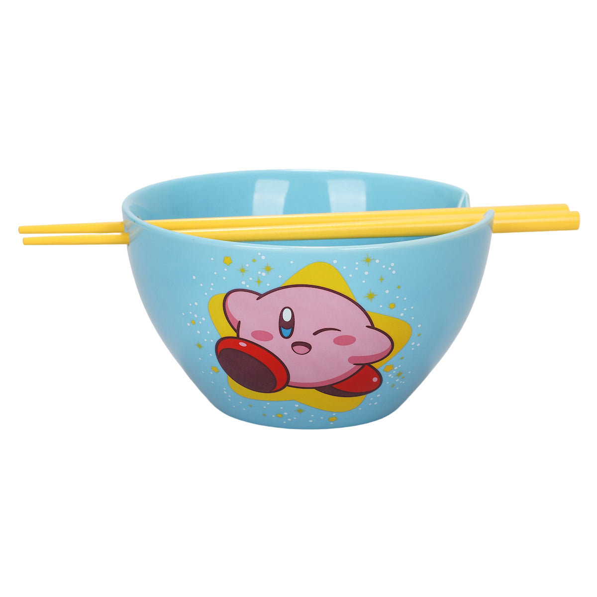 Kirby Blue Ramen Bowl with Logo and Chopsticks