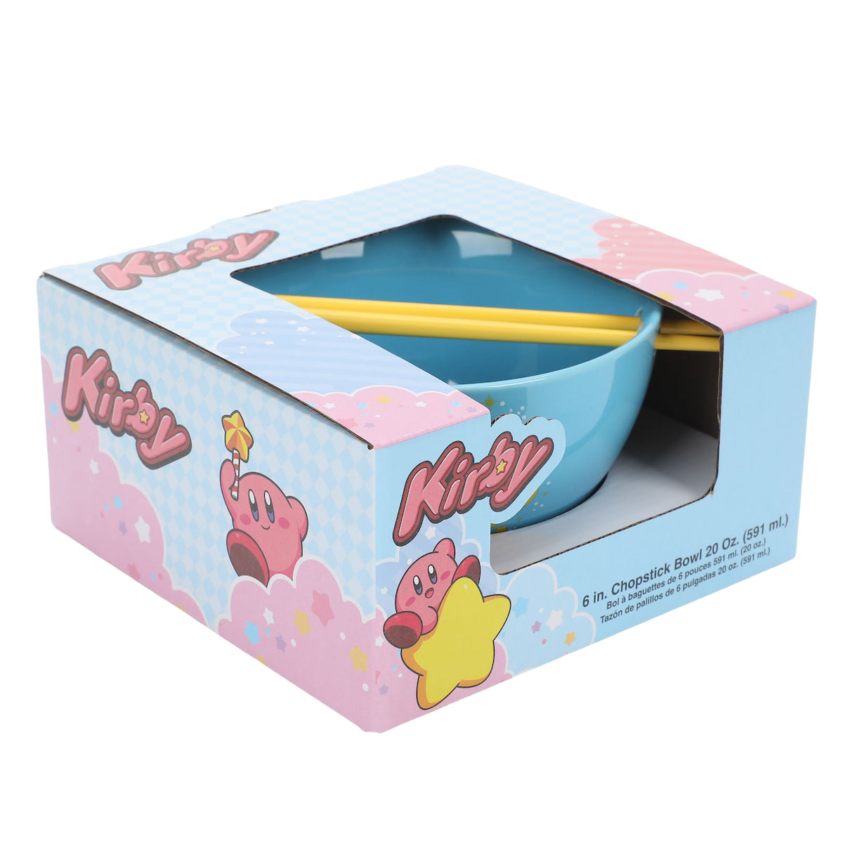 Kirby Blue Ramen Bowl with Logo and Chopsticks