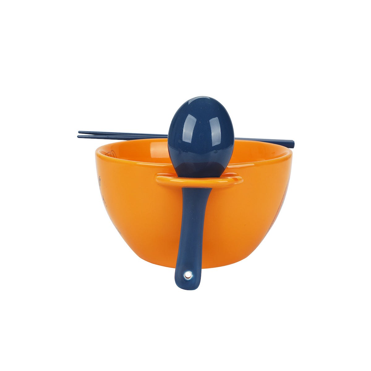 Naruto Sealing Symbol 20 Oz Orange Ramen Bowl With Spoon & Chopsticks