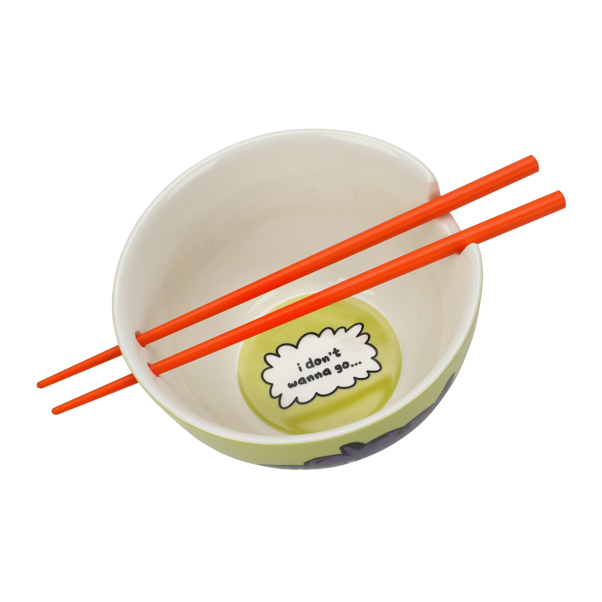 Gudetama I Don't Wanna Go 20 Oz Green Ramen Bowl With Chopsticks