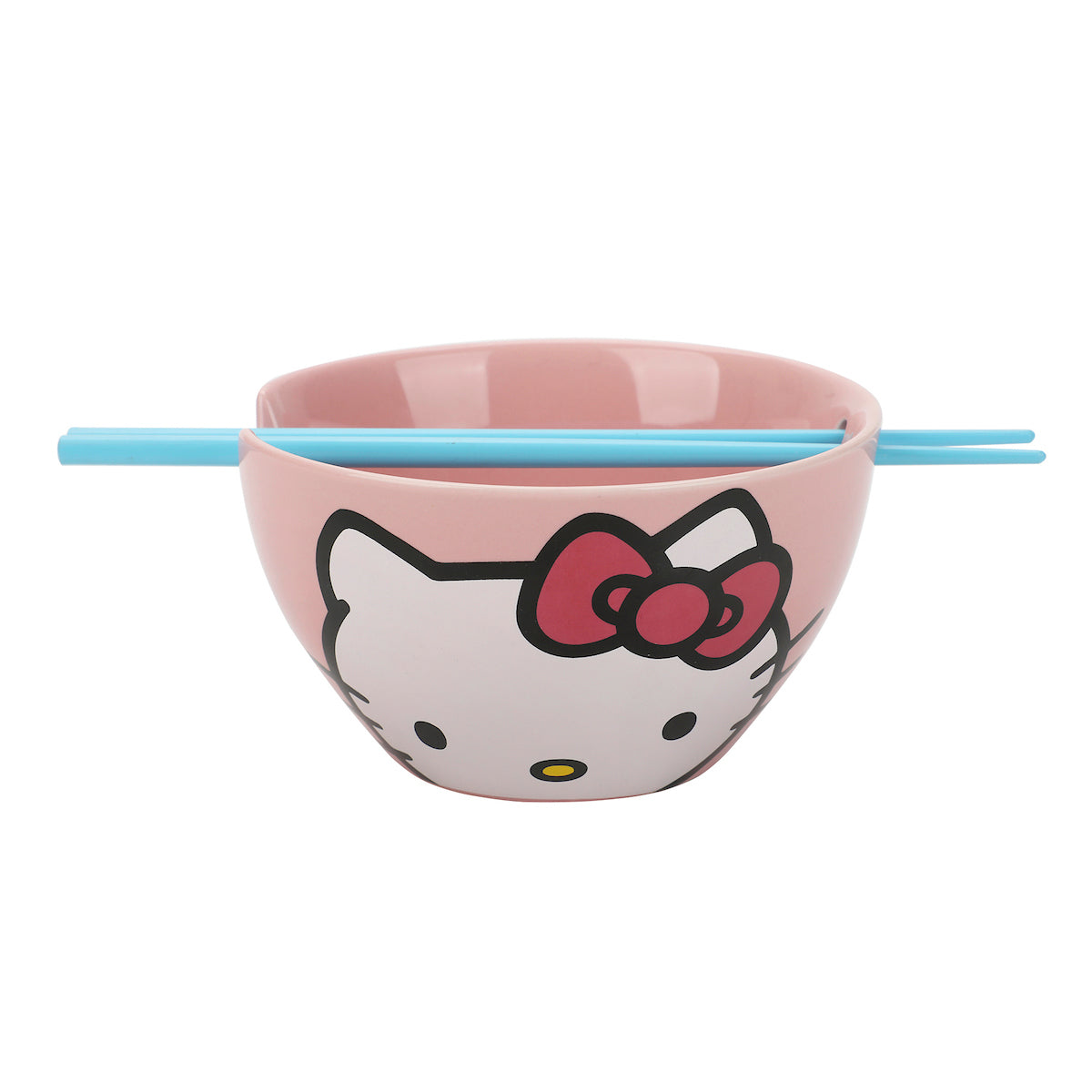 Hello Kitty Big Face 20 Oz Pink Ramen Bowl With Chopsticks