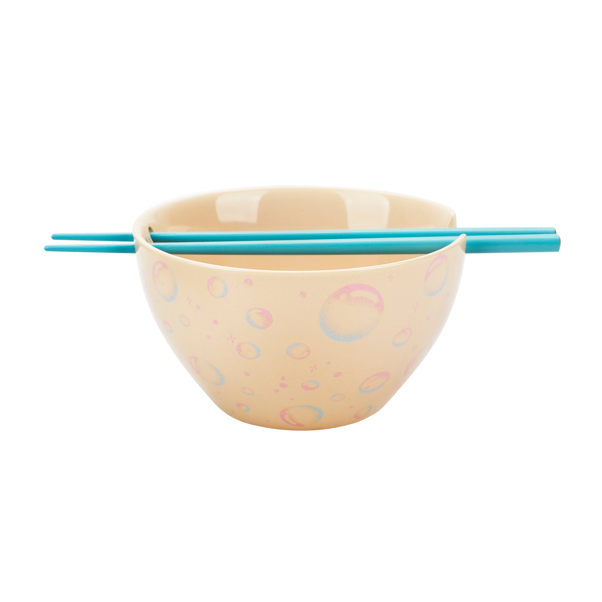 Disney Stitch Boba Tea 20 Oz Tan Ramen Bowl With Chopsticks