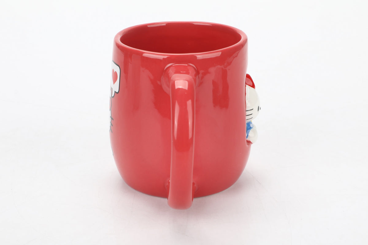 Hello Kitty Sculpted Sitting Ceramic Mug 16 oz Red