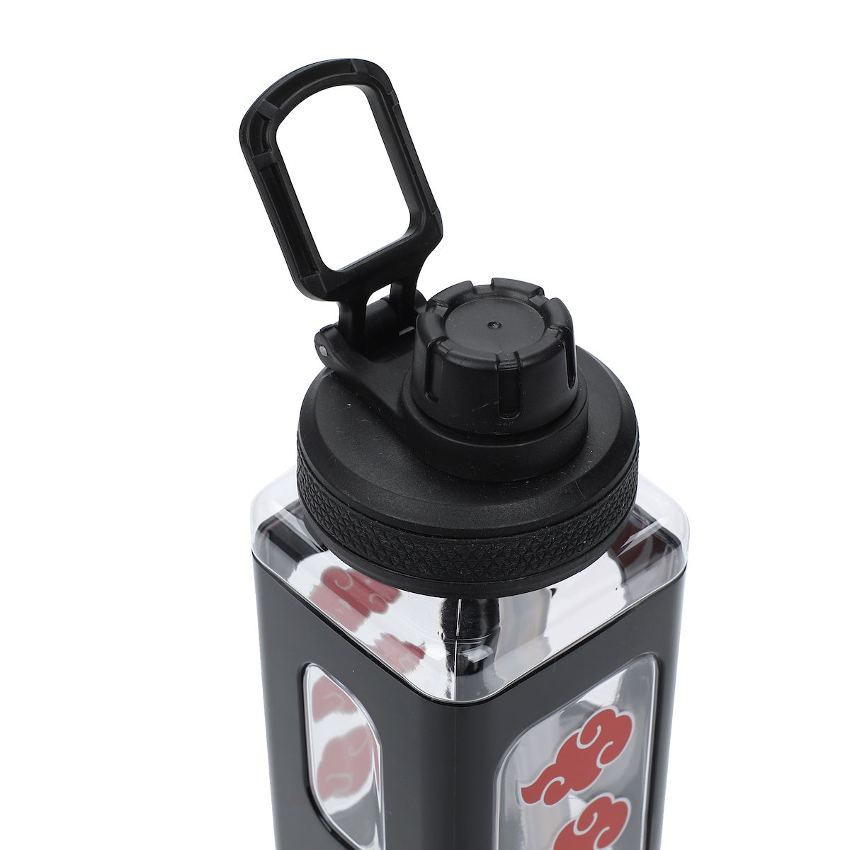 Naruto Akatsuki Clouds 24 Oz Black Square Plastic Water Bottle