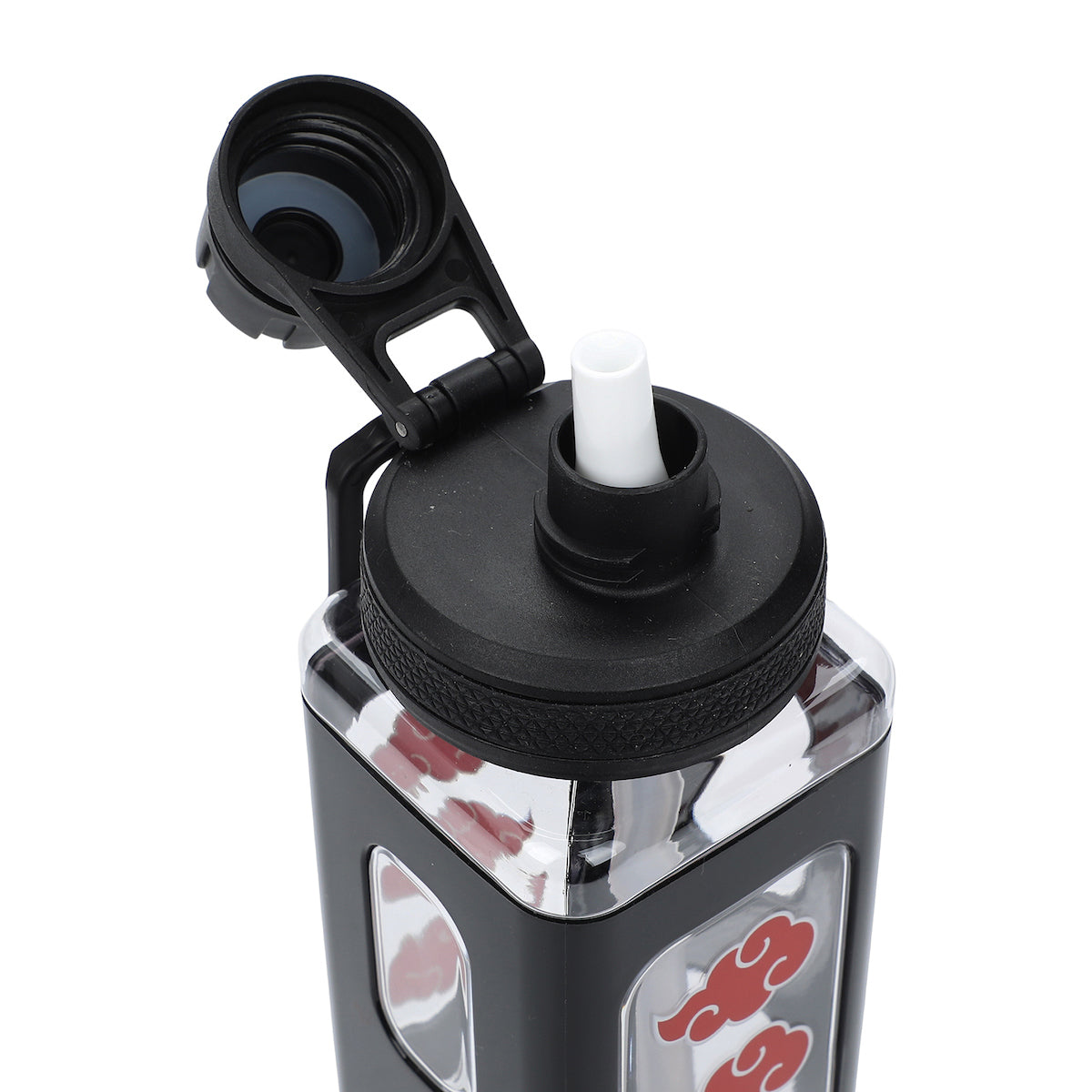 Naruto Akatsuki Clouds 24 Oz Black Square Plastic Water Bottle